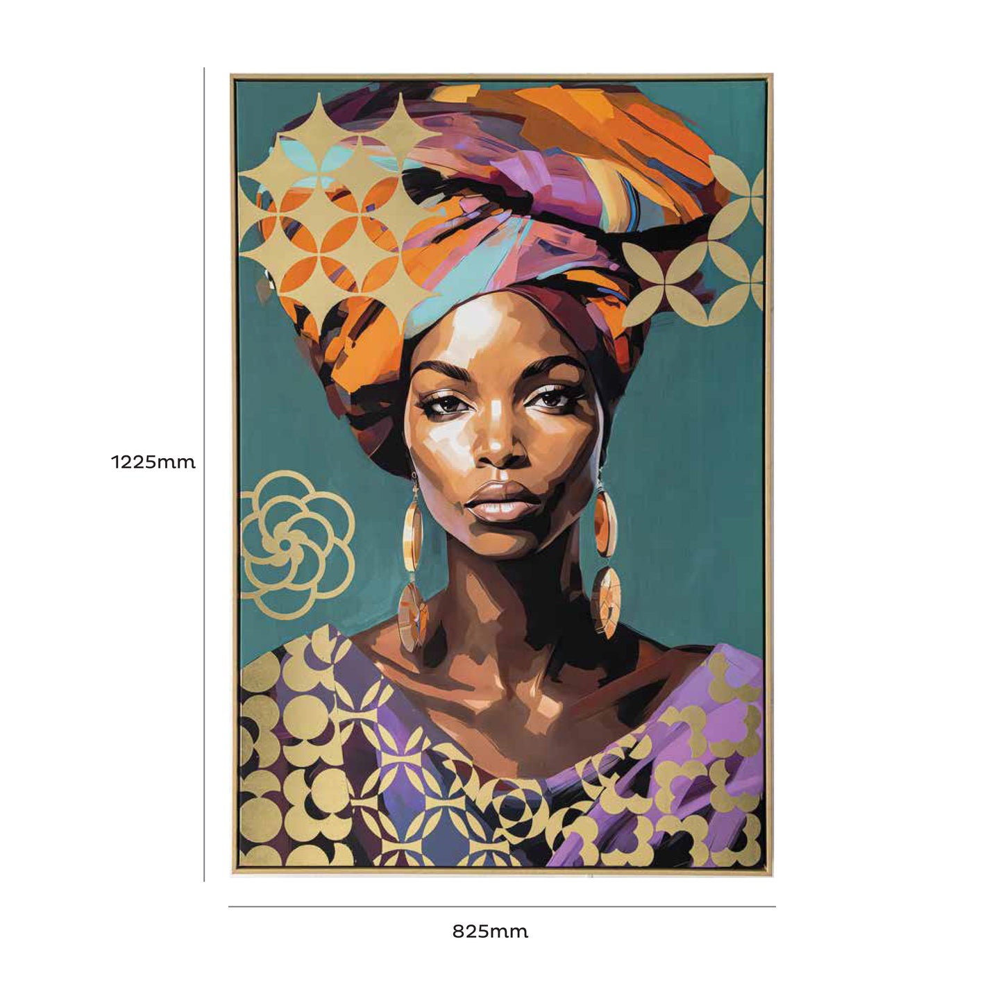 Urban Style Brushmarks Foiled Canvas African Woman Teal