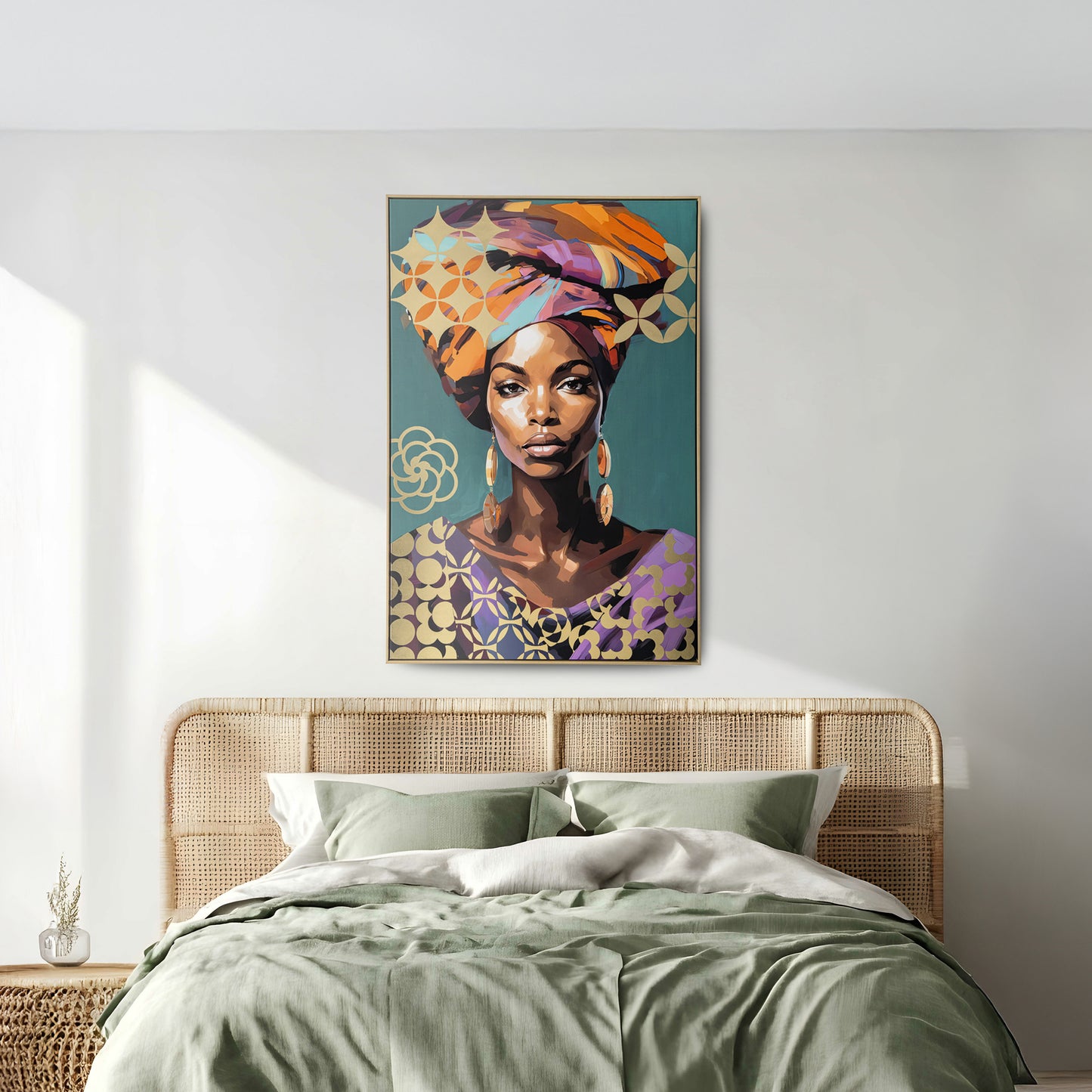 Urban Style Brushmarks Foiled Canvas African Woman Teal