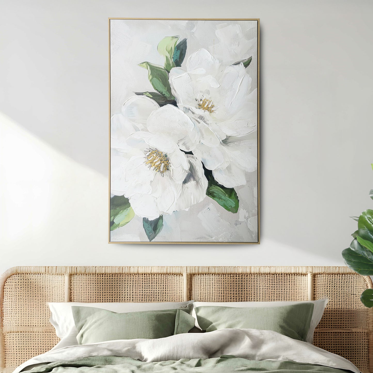 Urban Style Brushmarks Embellished Canvas White Magnolia