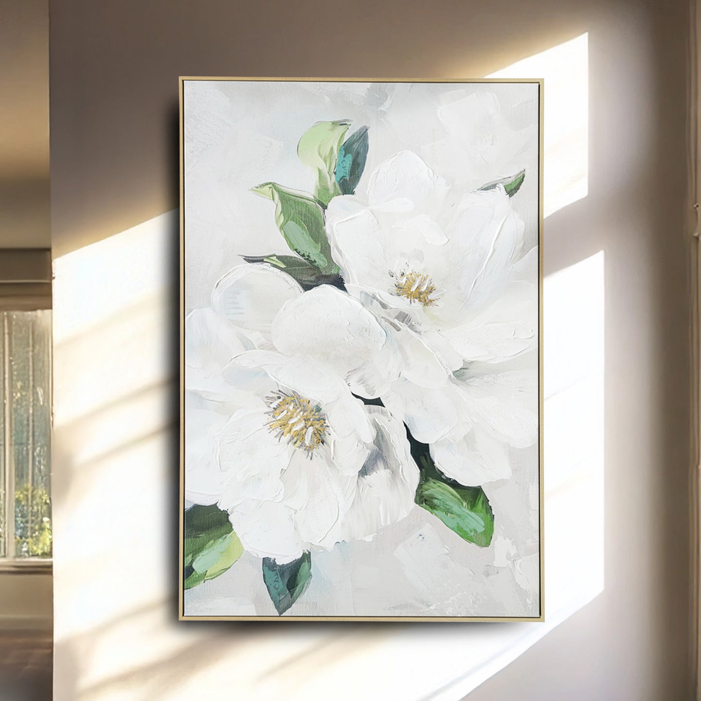 Urban Style Brushmarks Embellished Canvas White Magnolia