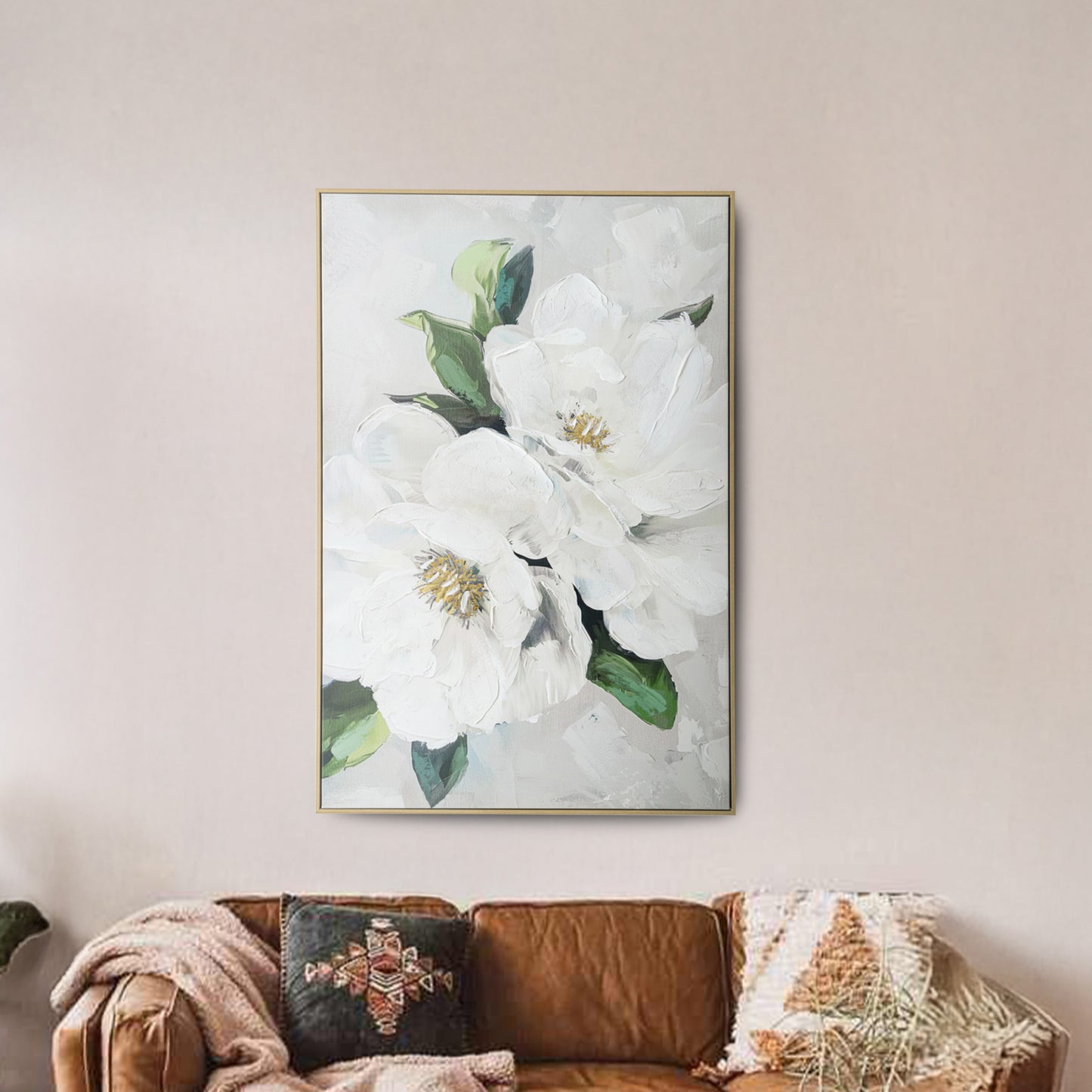 Urban Style Brushmarks Embellished Canvas White Magnolia