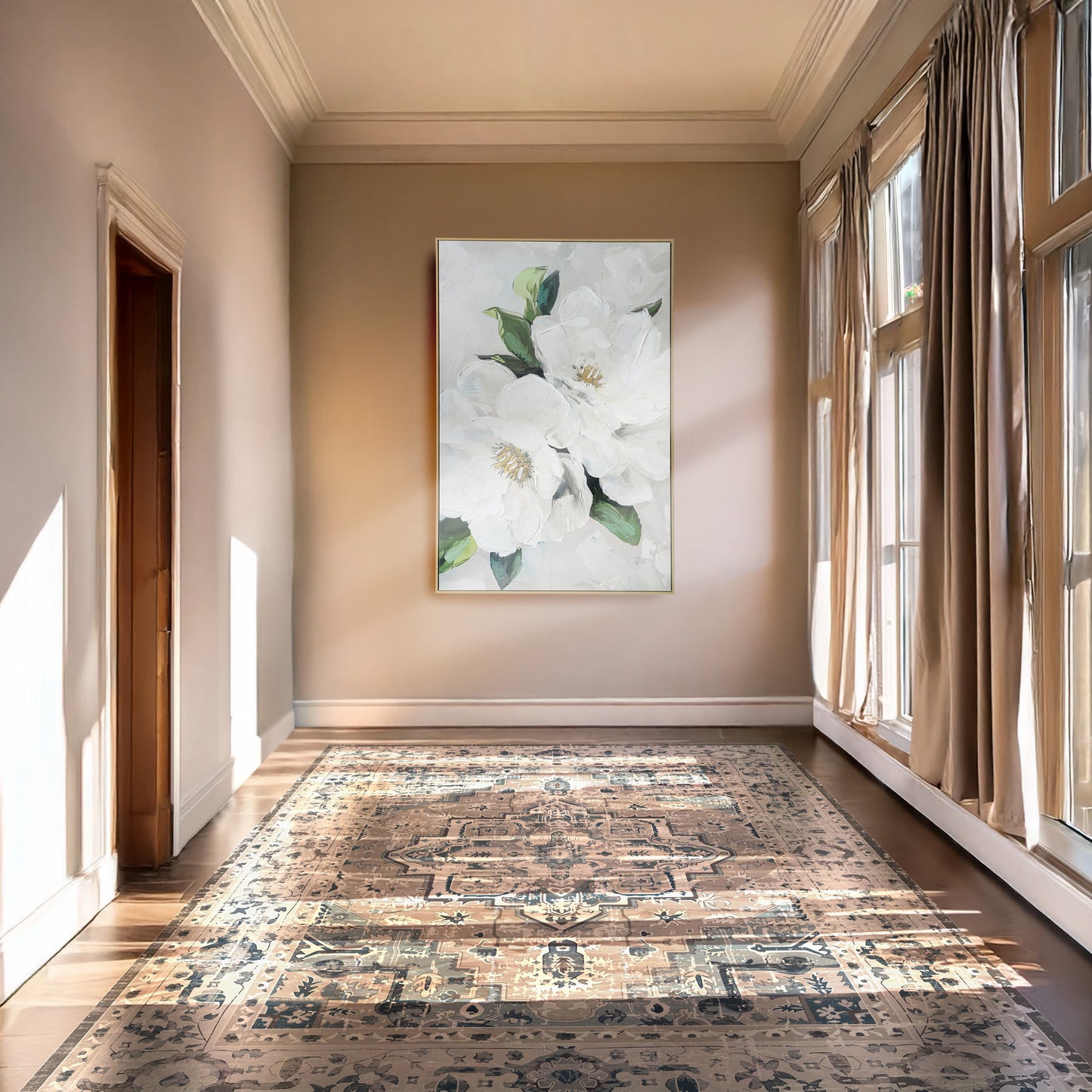 Urban Style Brushmarks Embellished Canvas White Magnolia