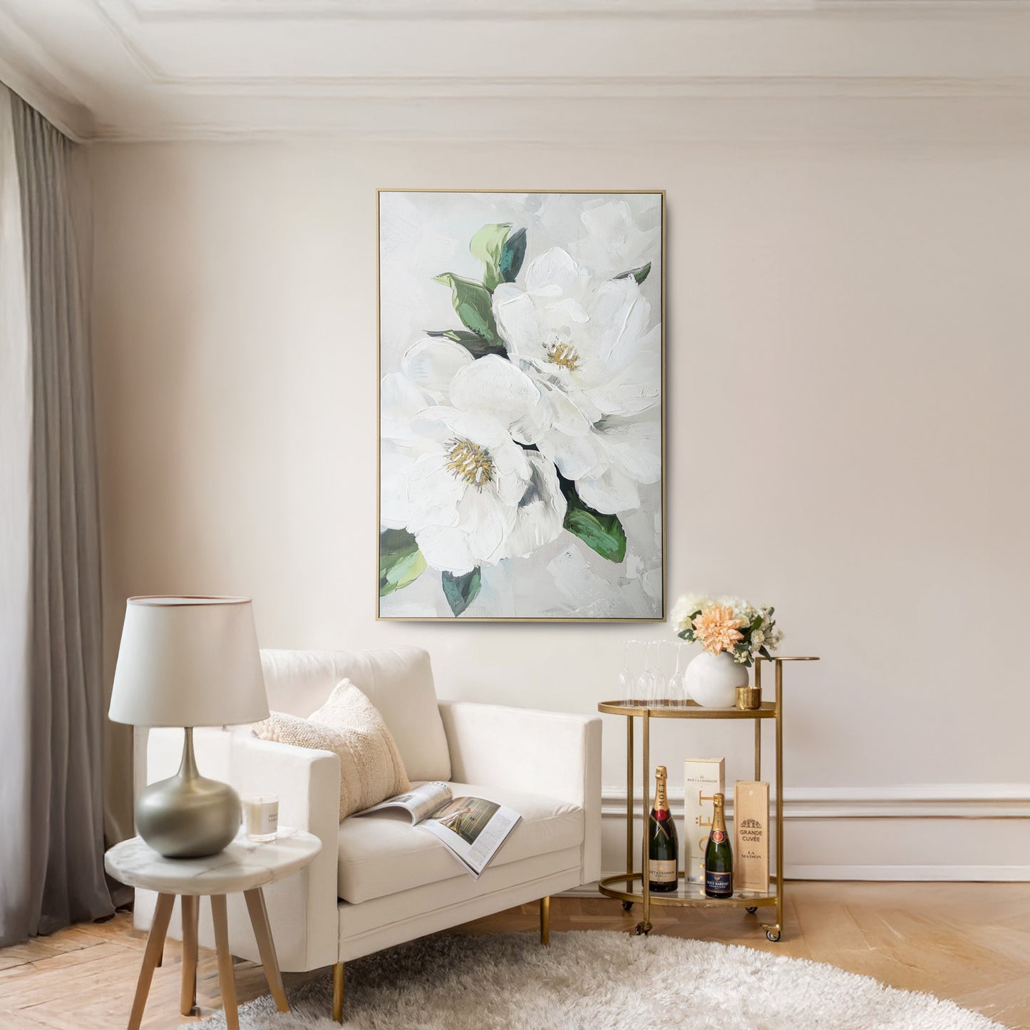 Urban Style Brushmarks Embellished Canvas White Magnolia
