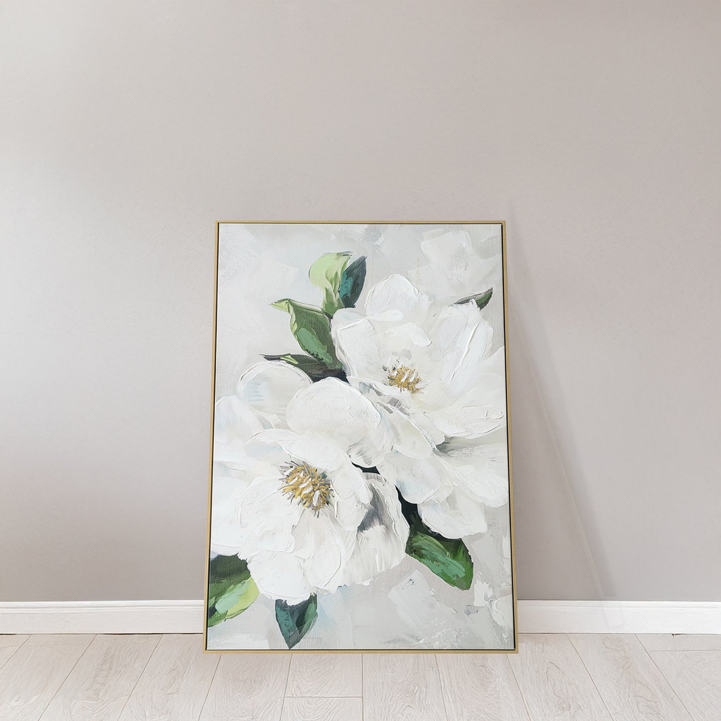 Urban Style Brushmarks Embellished Canvas White Magnolia