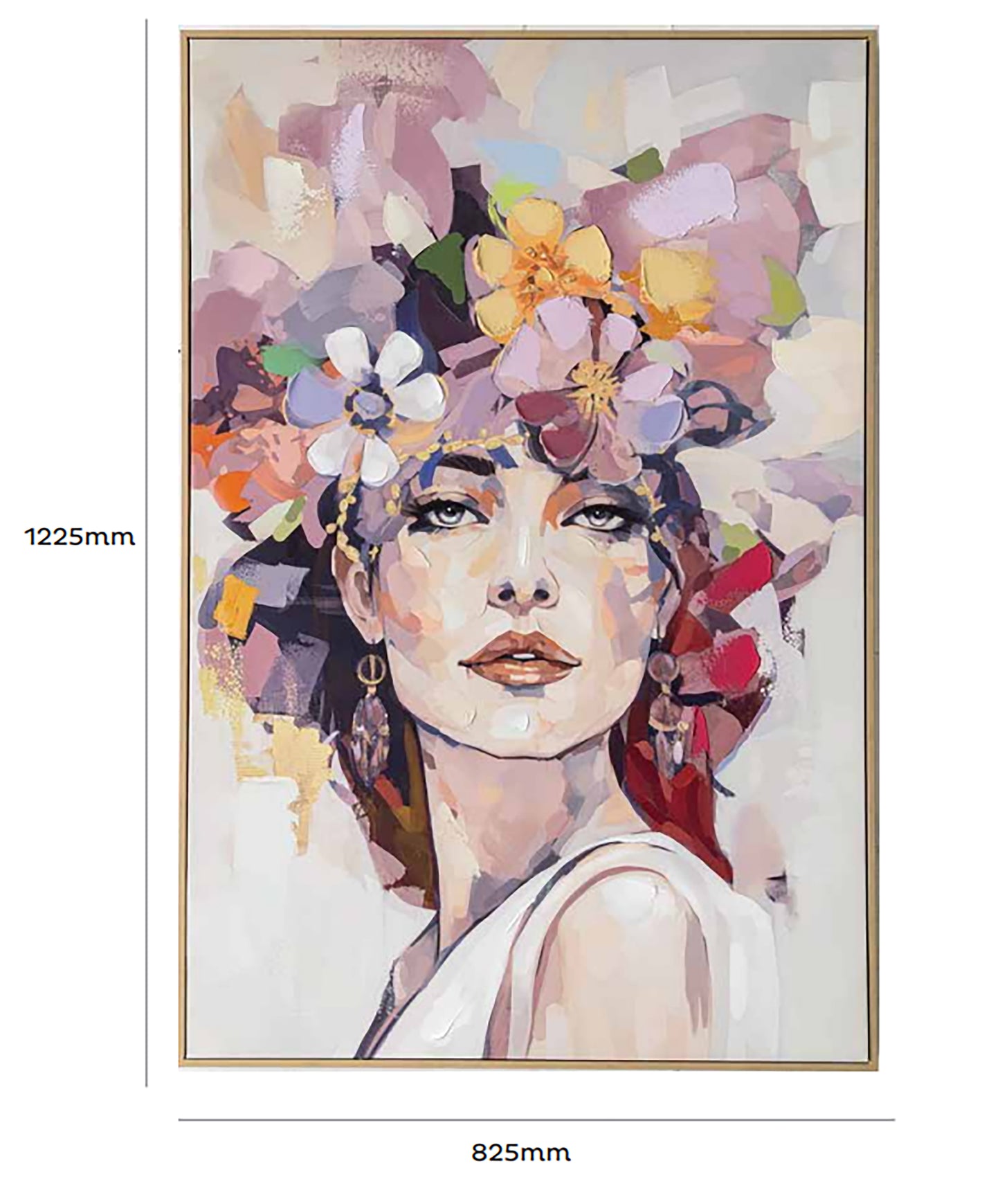 Urban Style Brushmarks Embellished Canvas Flower Woman
