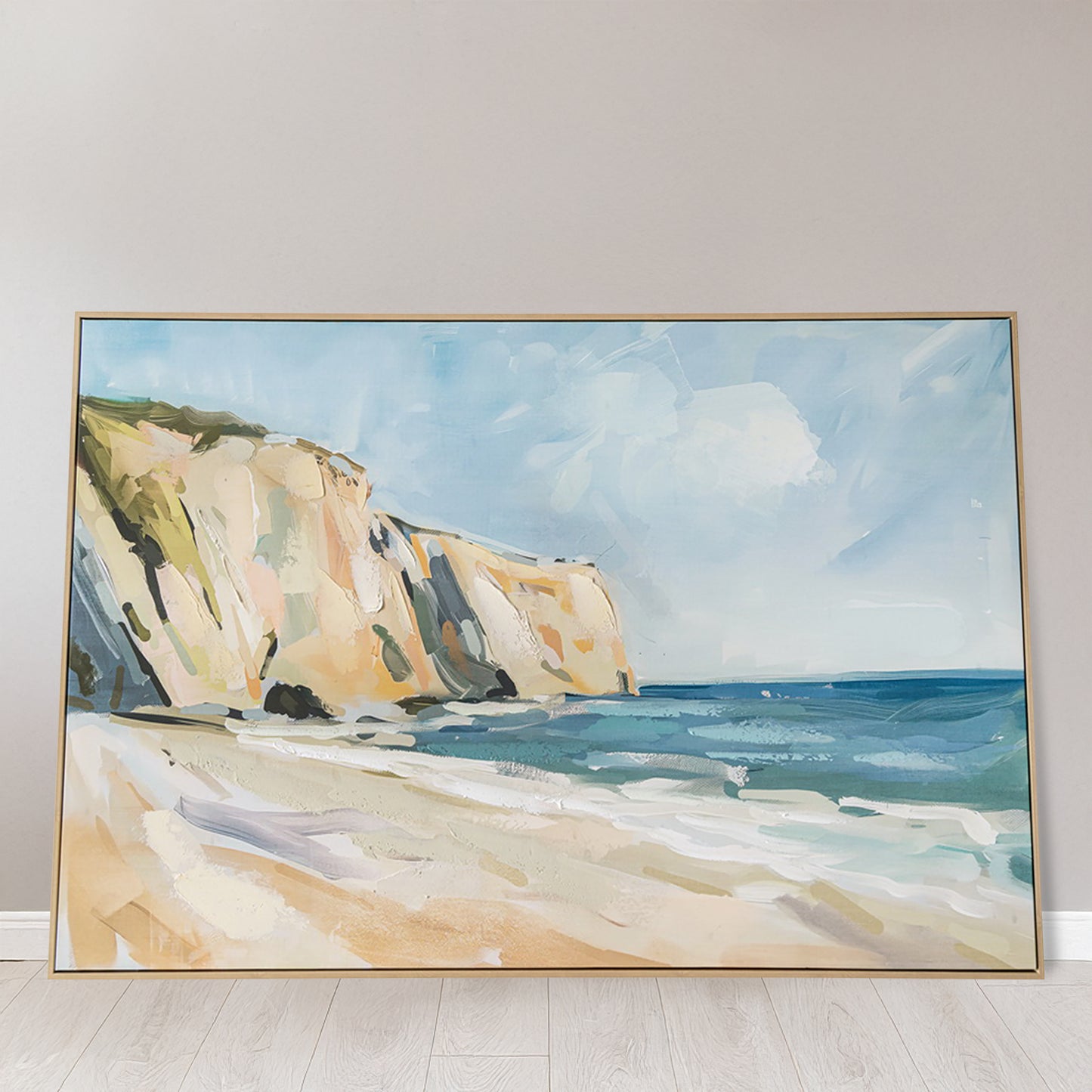 Urban Style Brushmarks Embellished Canvas Painted Shore