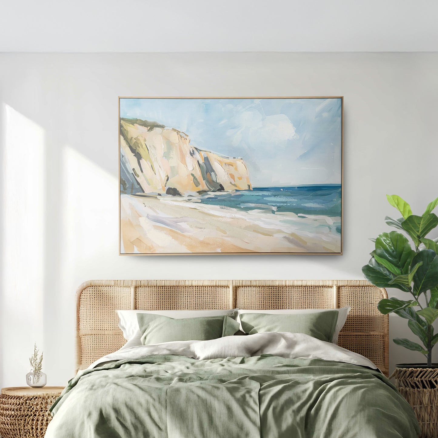 Urban Style Brushmarks Embellished Canvas Painted Shore
