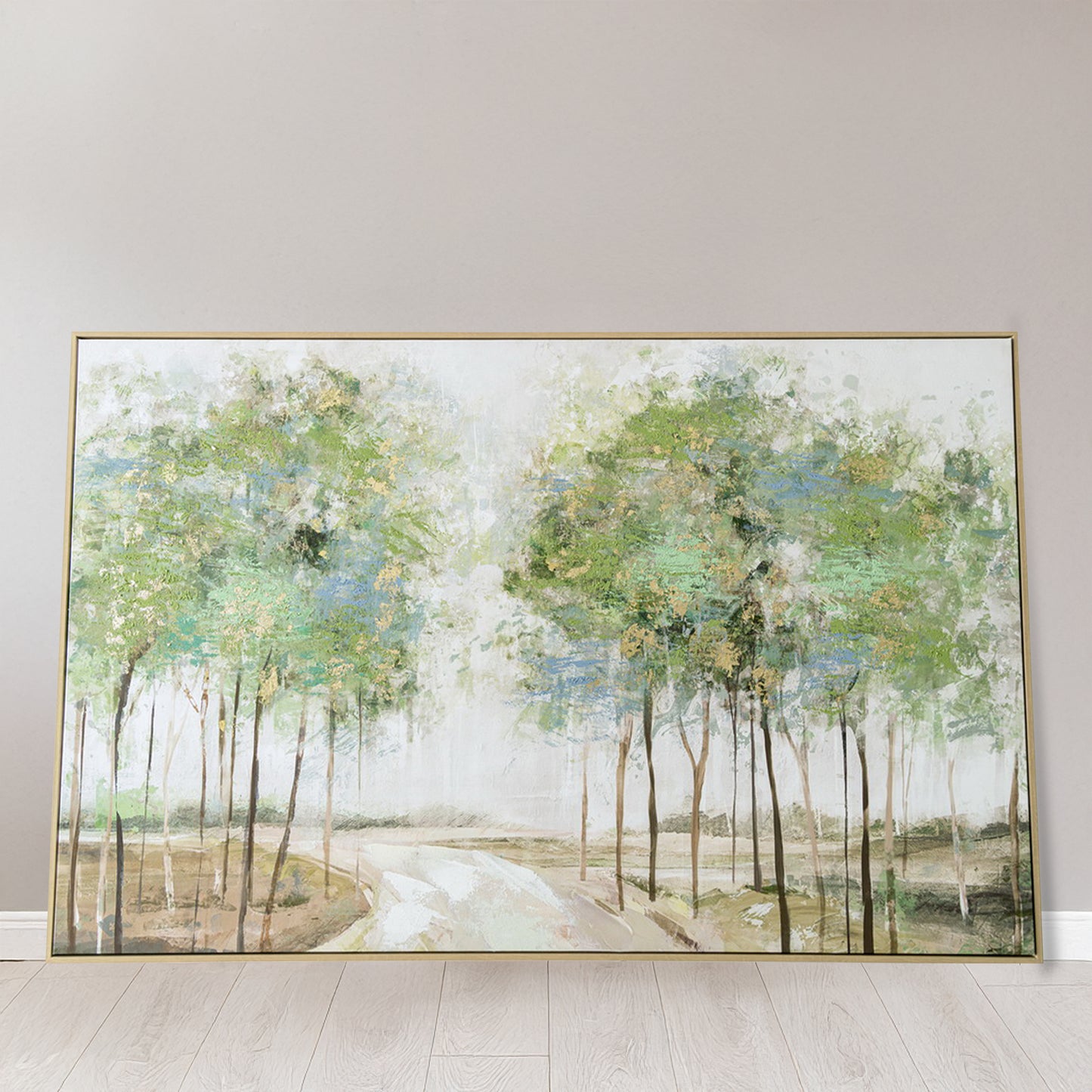 Urban Style Brushmarks Embellished Canvas Forrest Path