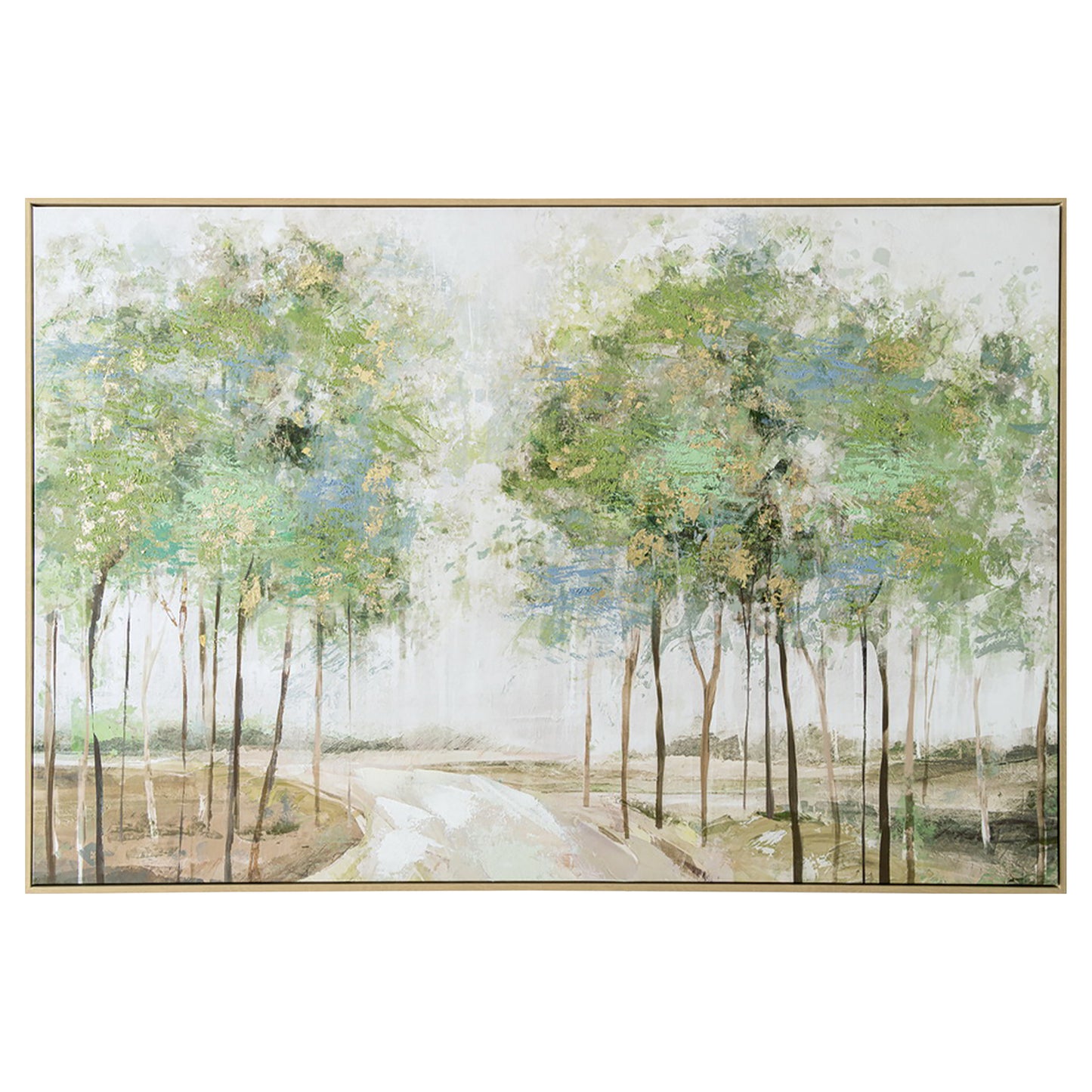 Urban Style Brushmarks Embellished Canvas Forrest Path