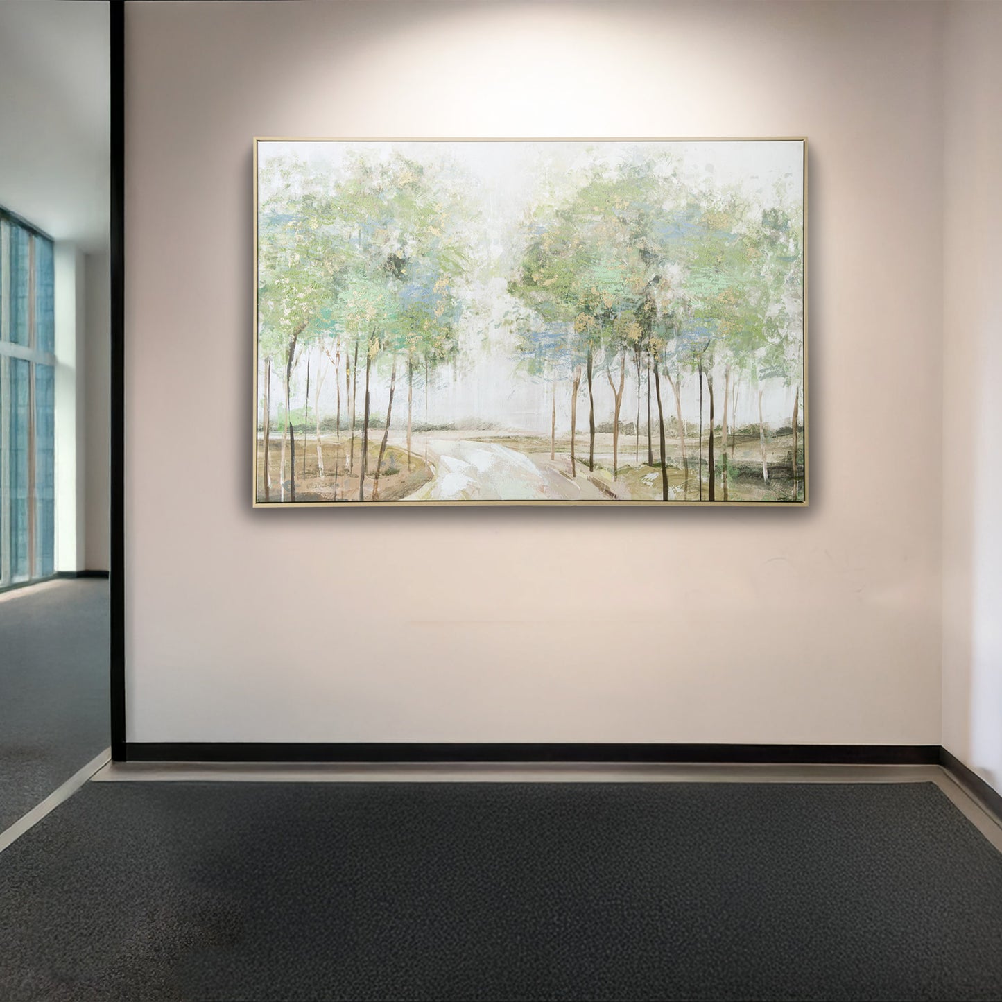 Urban Style Brushmarks Embellished Canvas Forrest Path