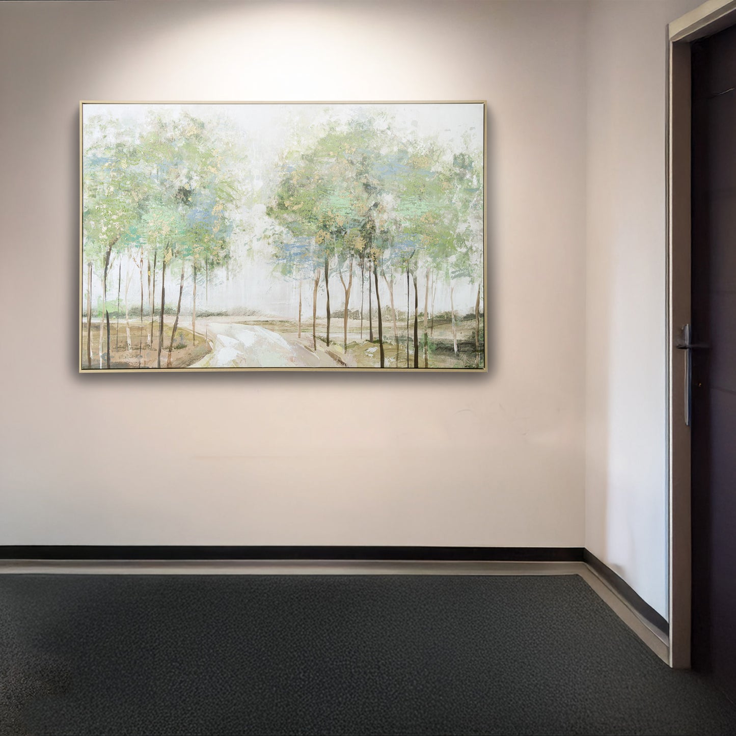Urban Style Brushmarks Embellished Canvas Forrest Path