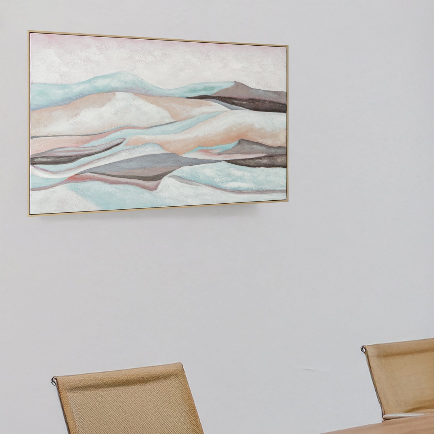 Urban Style Brushmarks Oil Painting Textured Mountain Landscape