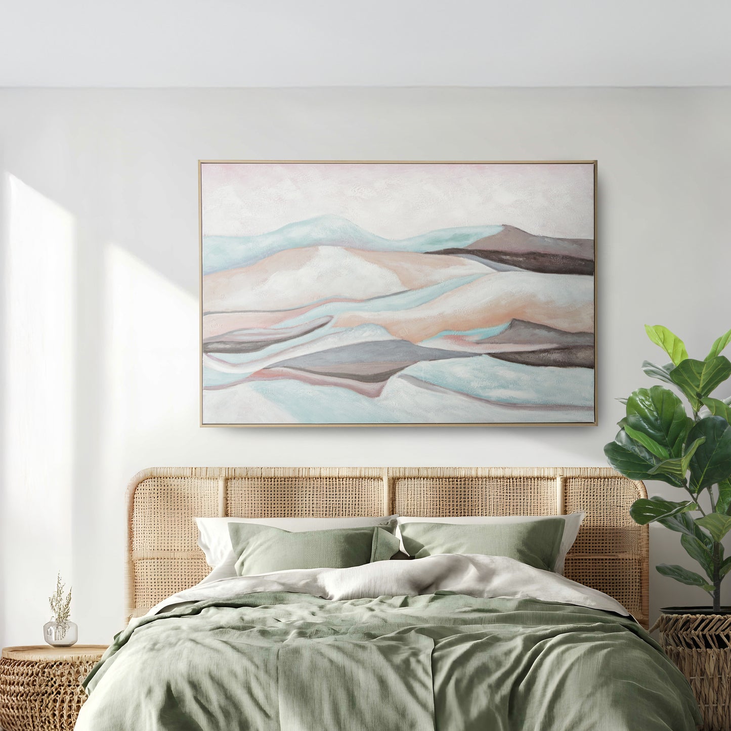 Urban Style Brushmarks Oil Painting Textured Mountain Landscape