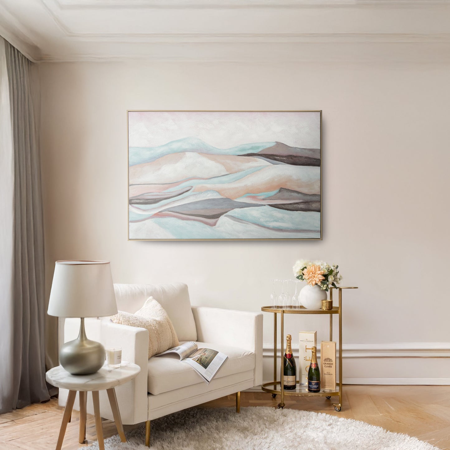 Urban Style Brushmarks Oil Painting Textured Mountain Landscape