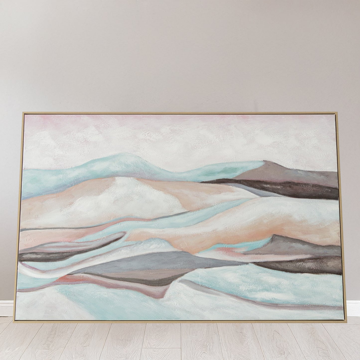 Urban Style Brushmarks Oil Painting Textured Mountain Landscape