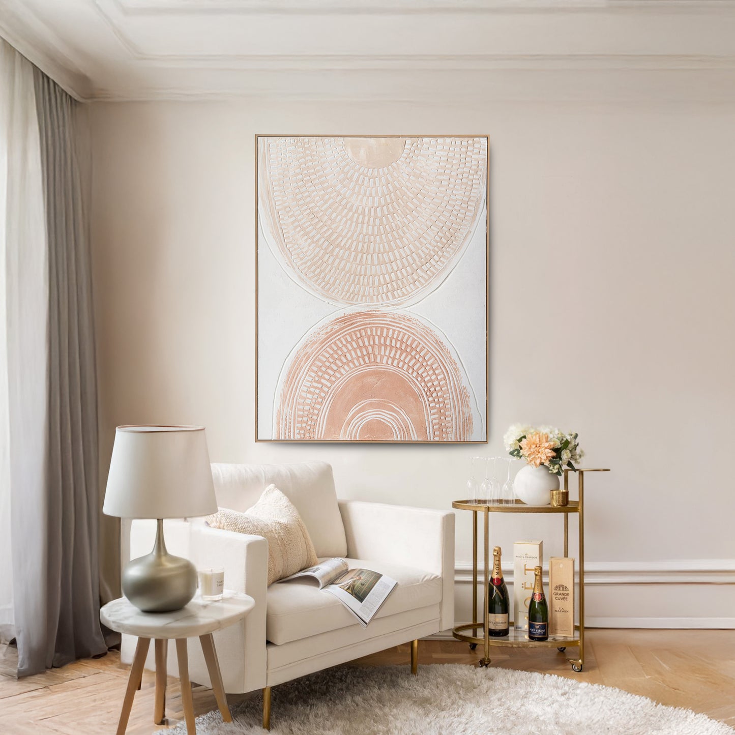 Urban Style Brushmarks Oil Painting Textured Blush Arches
