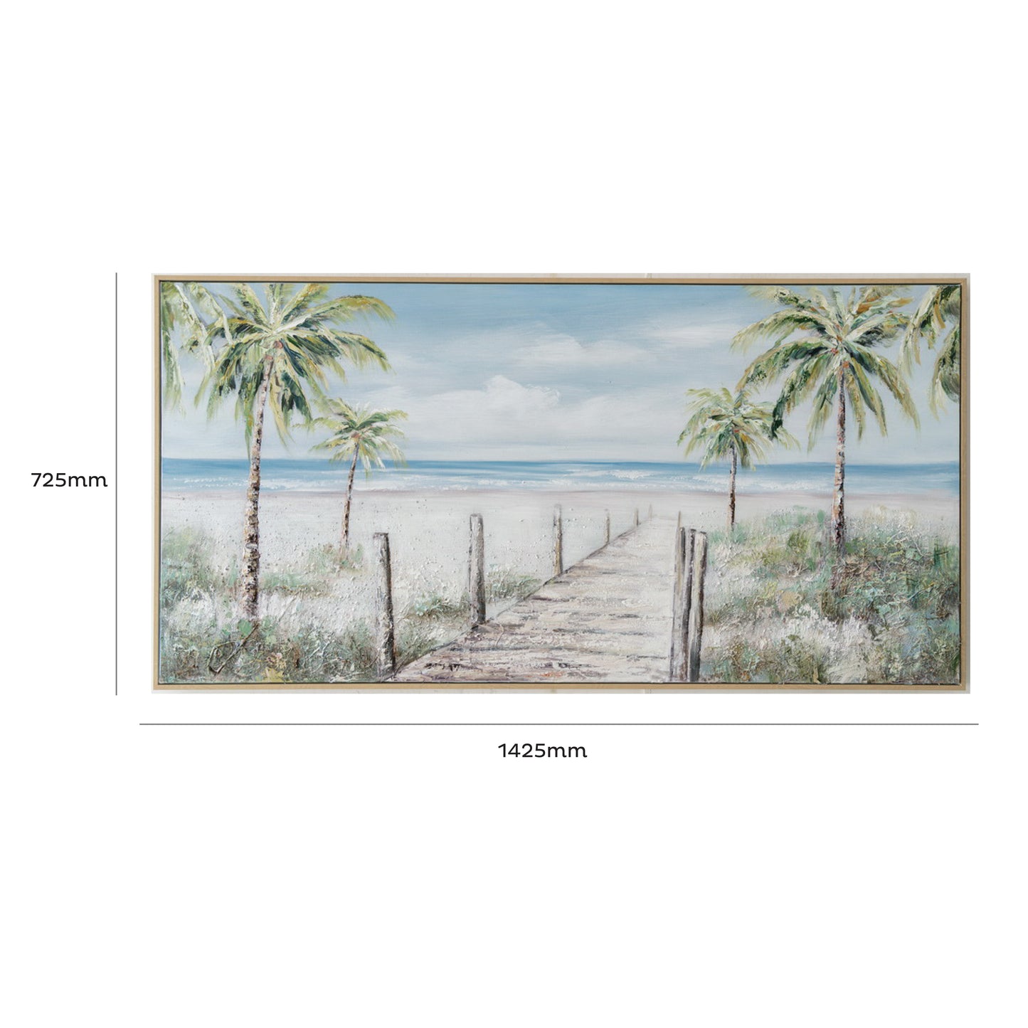 Urban Style Brushmarks Oil Painting Textured Palmtree Boardwalk