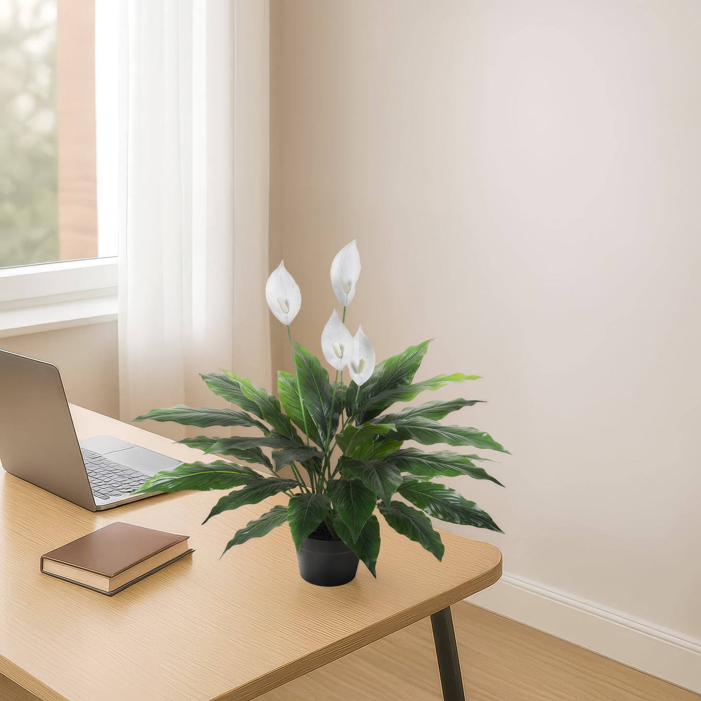 Urban Style Faux Real Spathephyllum Flower – Botanical Elegance Without the Fuss