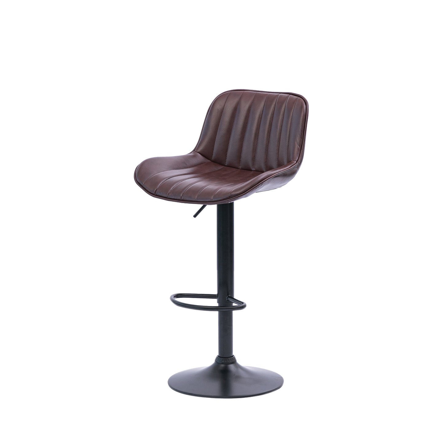 Urban Style Frank Bar Stools Gas Lift Black Metal Brown PU Pair