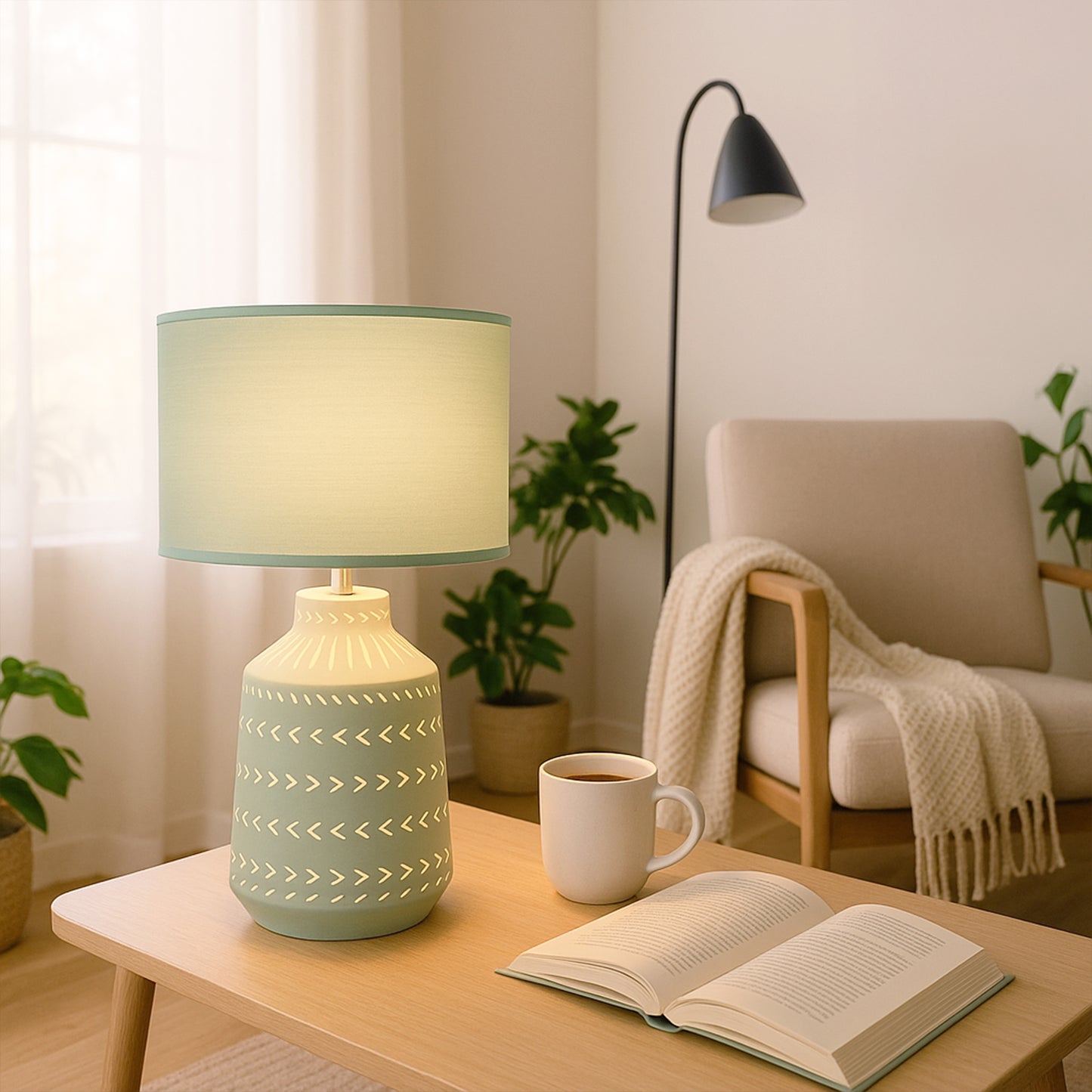 Urban Style Grace Table Lamp Green
