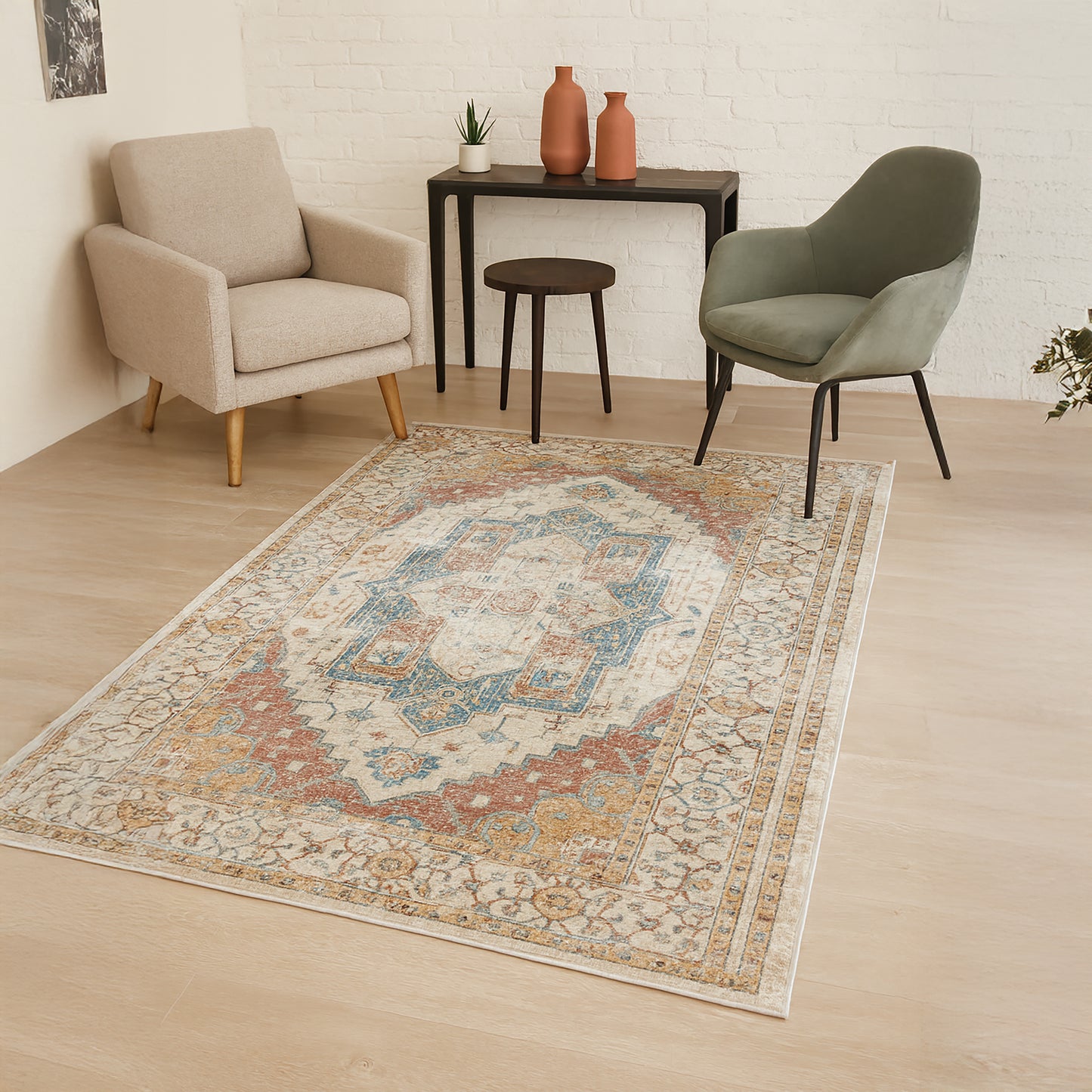 Urban Style Bazaar Printed Microfibre Rug – Terracotta | 160 x 240cm