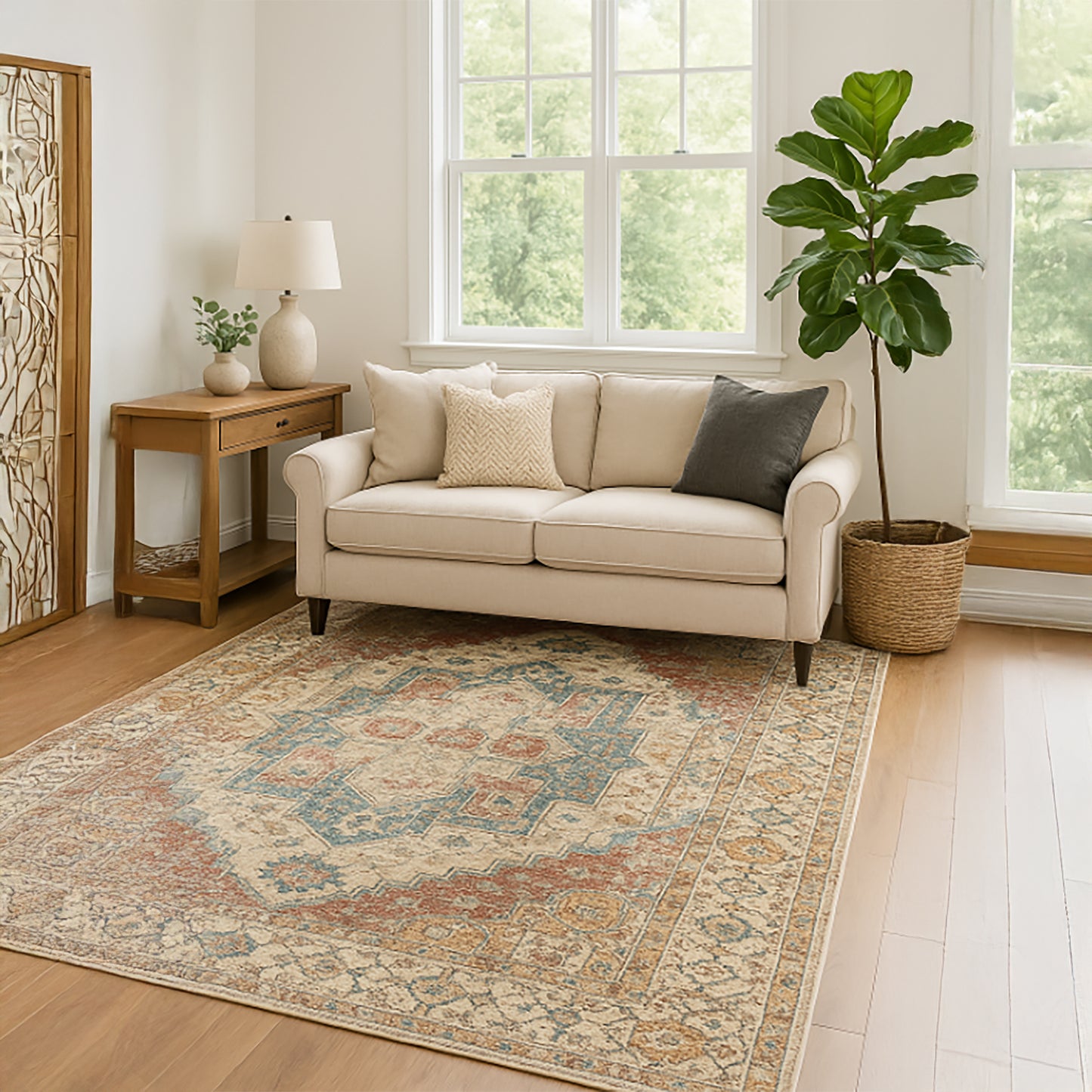 Urban Style Bazaar Printed Microfibre Rug – Terracotta | 160 x 240cm