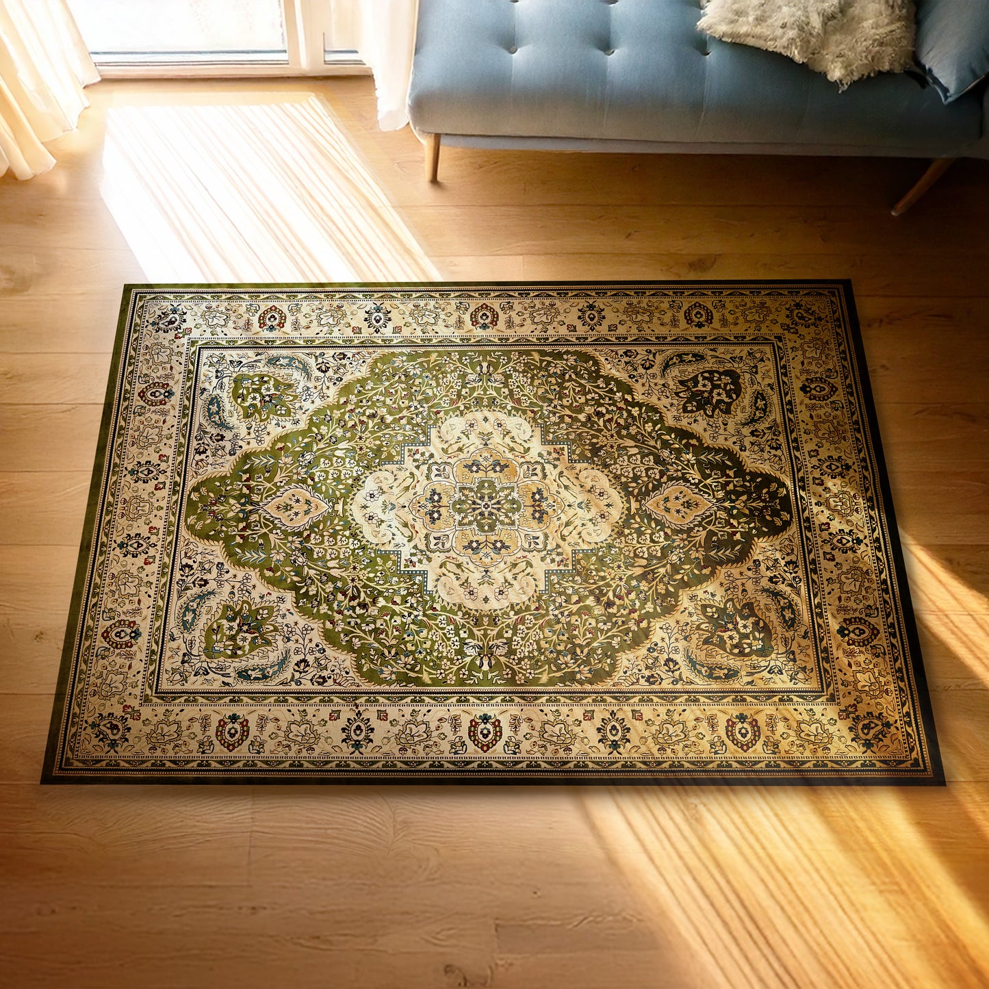 Urban Style Bazaar Printed Microfibre Rug – Green | 160 x 240cm