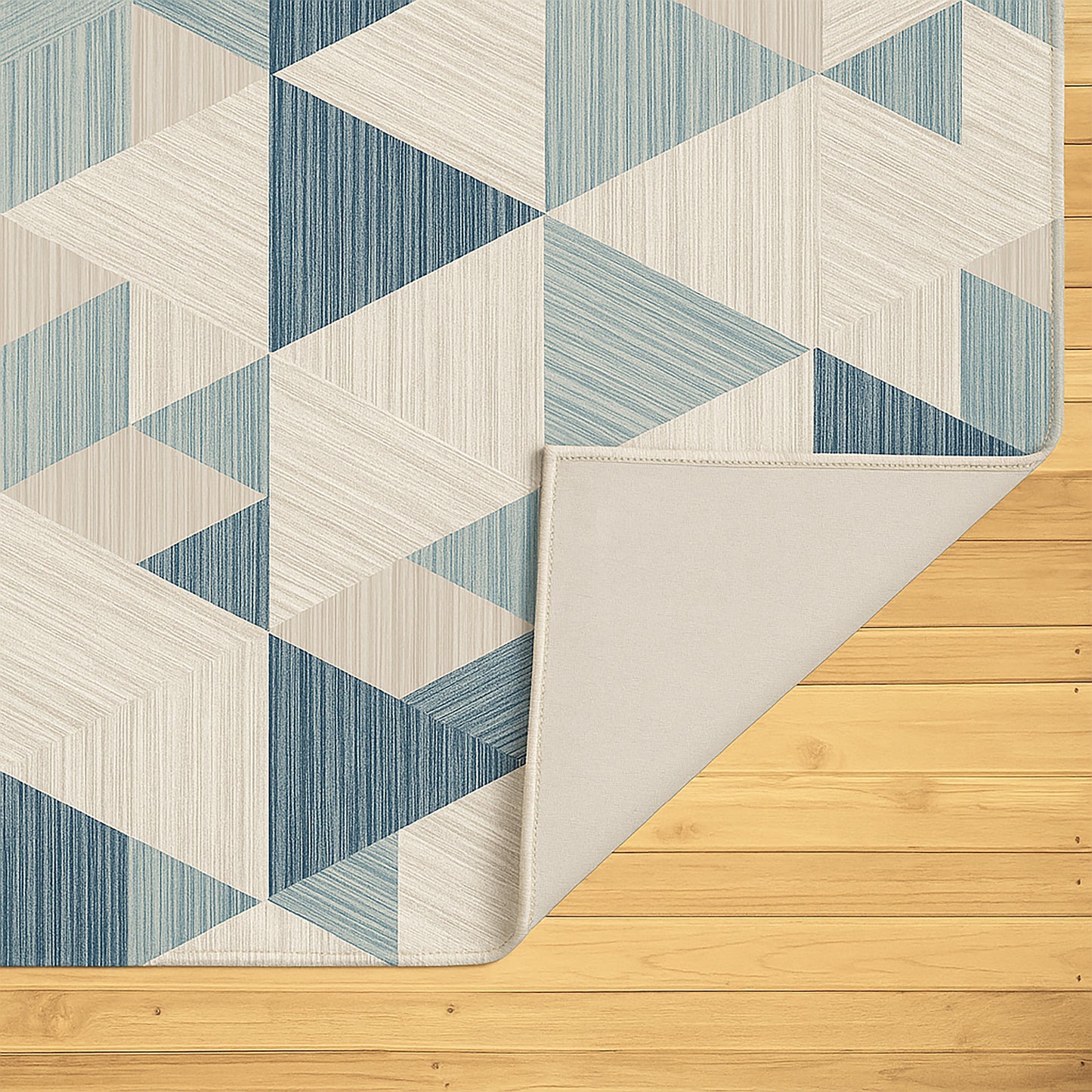 Urban Style Geometric Printed Microfibre Rug – Blue | 160 x 240cm