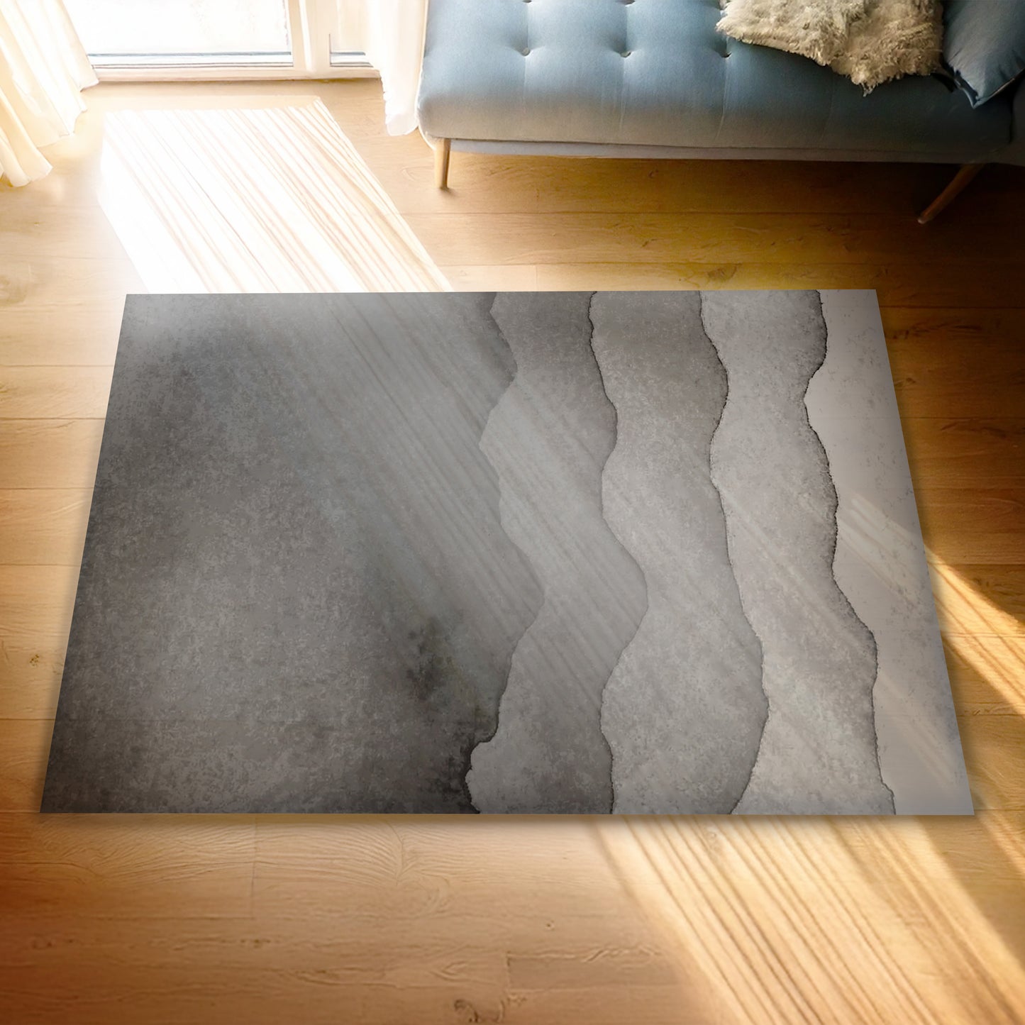 Urban Style Abstract Printed Microfibre Rug – Grey | 160 x 240cm