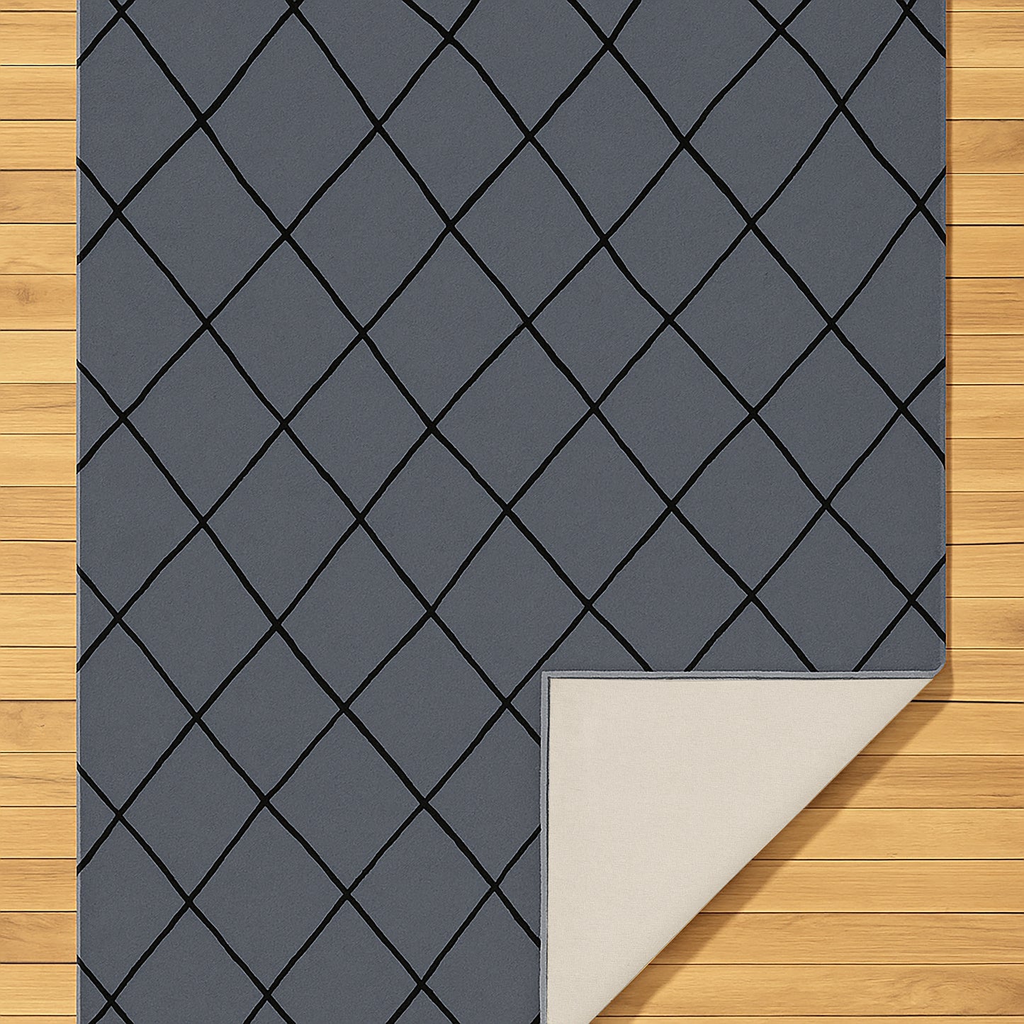 Urban Style Geometric Printed Microfibre Rug – Grey/Black | 160 x 240cm