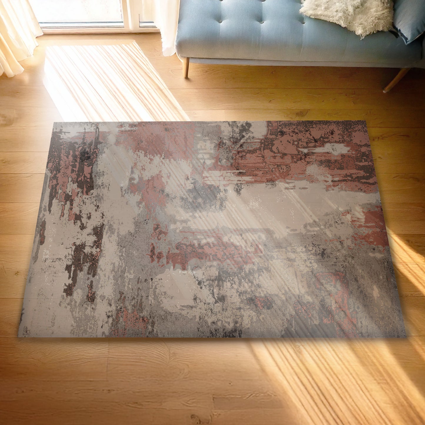 Urban Style Abstract Printed Microfibre Rug – Pink (160x240cm)