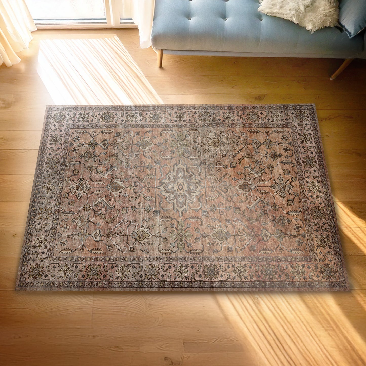 Urban Style Bazaar Printed Microfibre Rug – Peach | 160 x 240cm