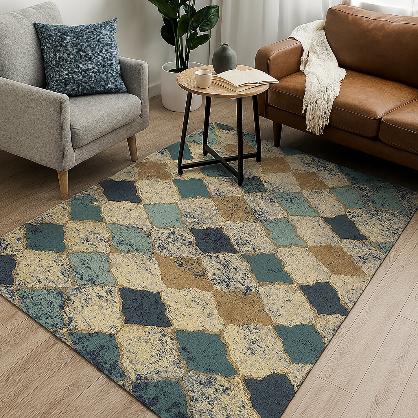 Urban Style Bazaar Printed Microfibre Rug – Turkish Tiles | 160x240cm