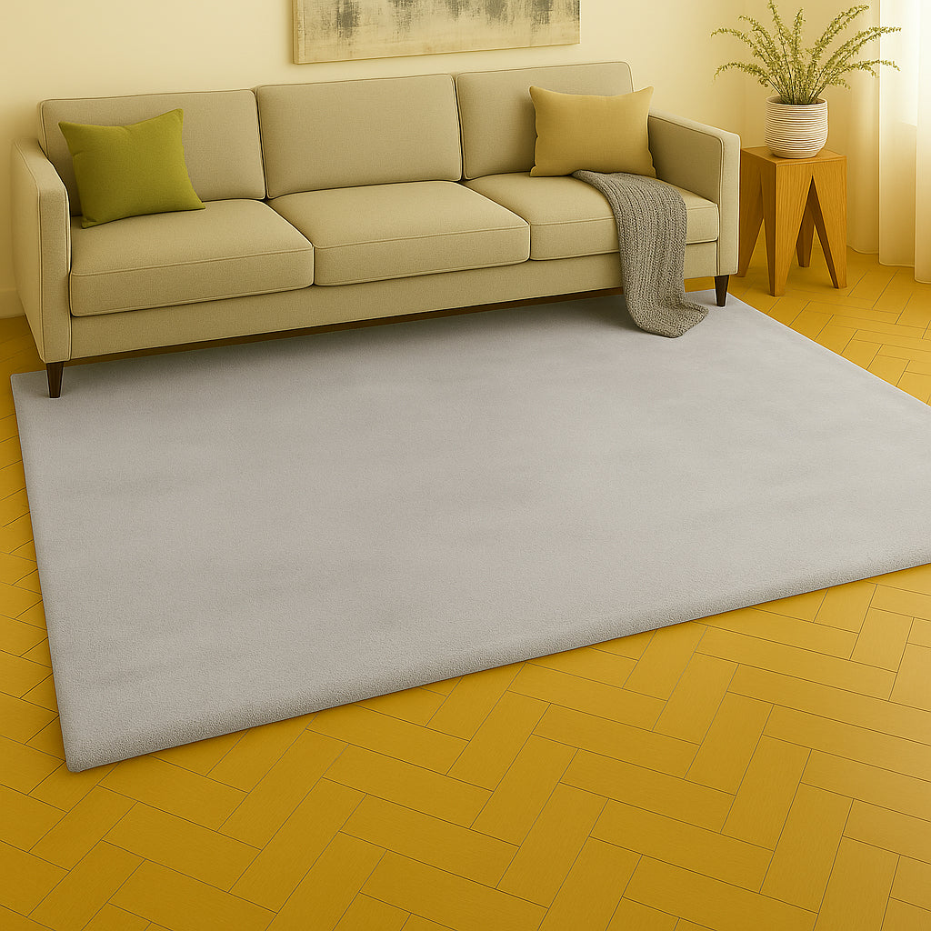 Urban Style Plush Rabbit Fur Rug – Silver | 240 x 340cm