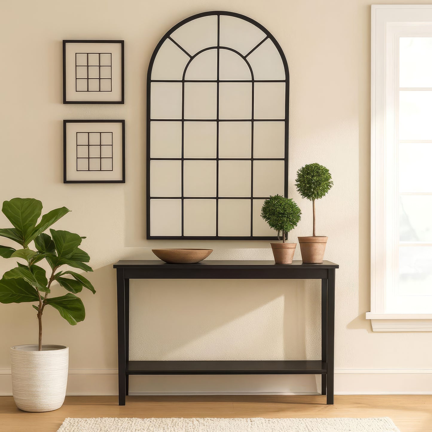 Urban Style Reflections Arch Mirror – Black | 80cm x 120cm