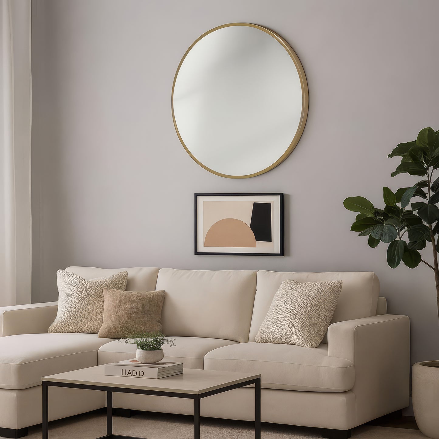 Urban Style Reflections Round Mirror – Gold | 80cm Diameter