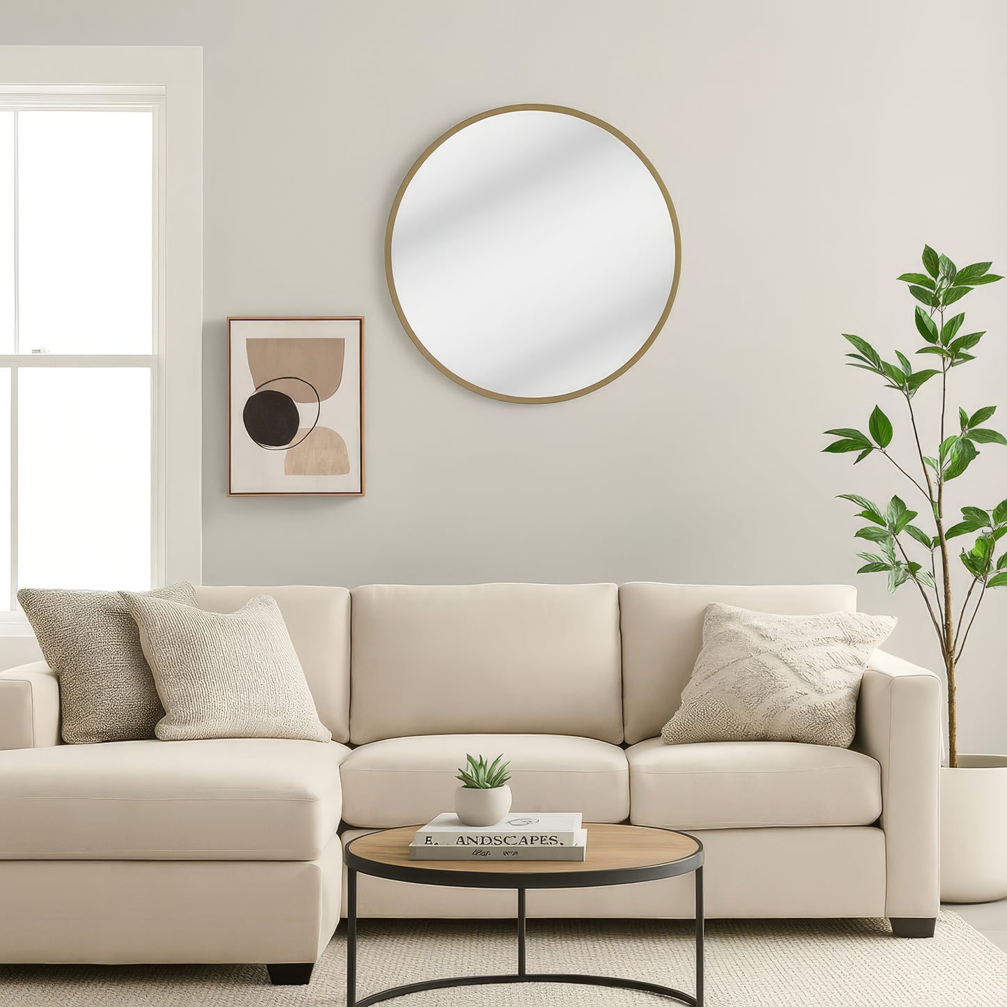 Urban Style Reflections Round Mirror – Gold | 80cm Diameter