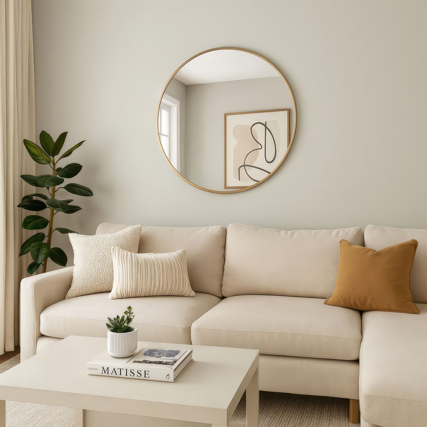 Urban Style Reflections Round Mirror – Gold | 80cm Diameter