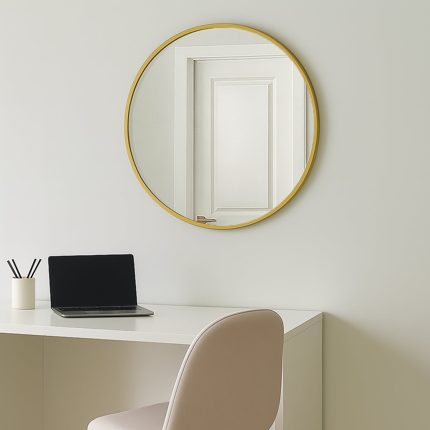 Urban Style Reflections Round Mirror – Gold | 80cm Diameter