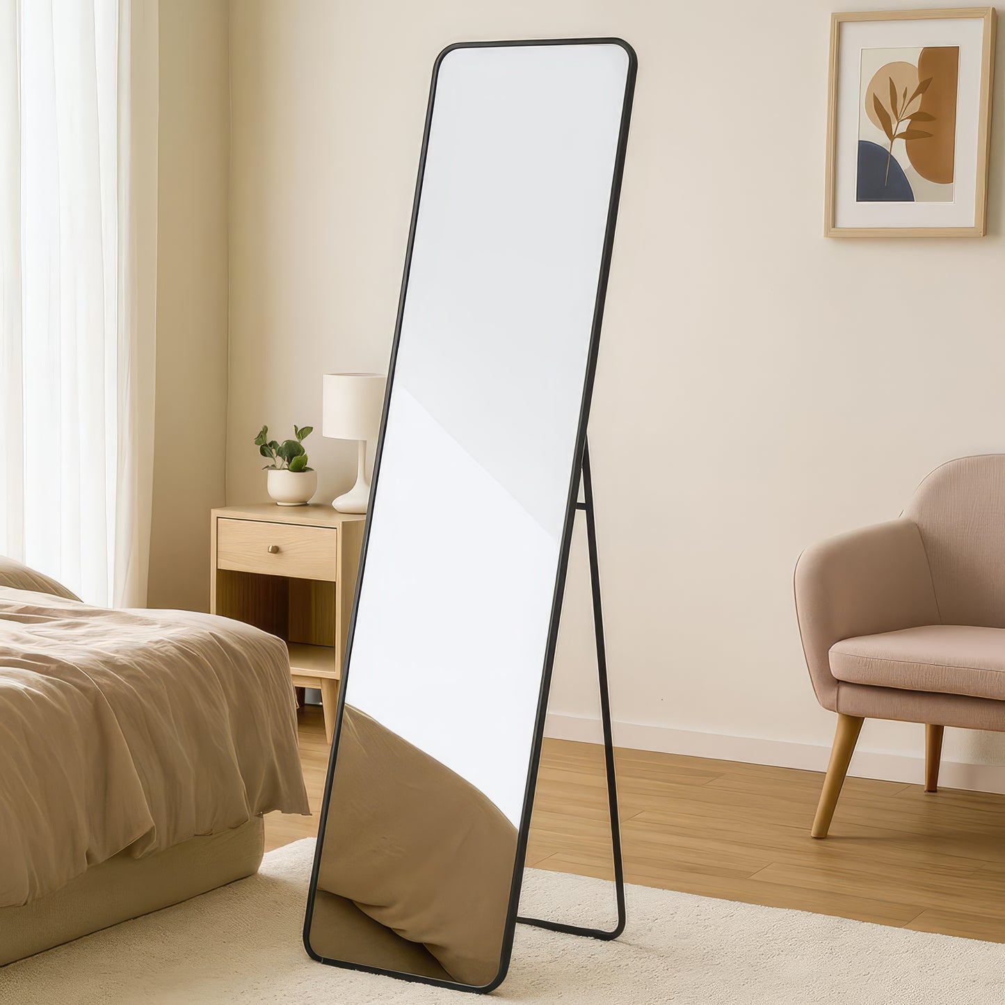 Urban Style Reflections Free Standing Mirror – Black | 150cm