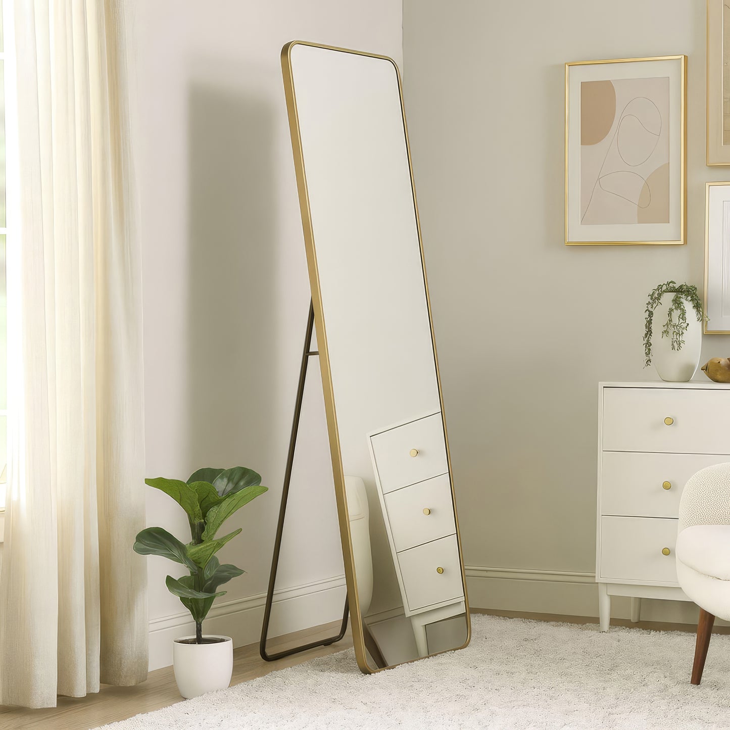 Urban Style Reflections Free Standing Mirror – Gold | 150cm