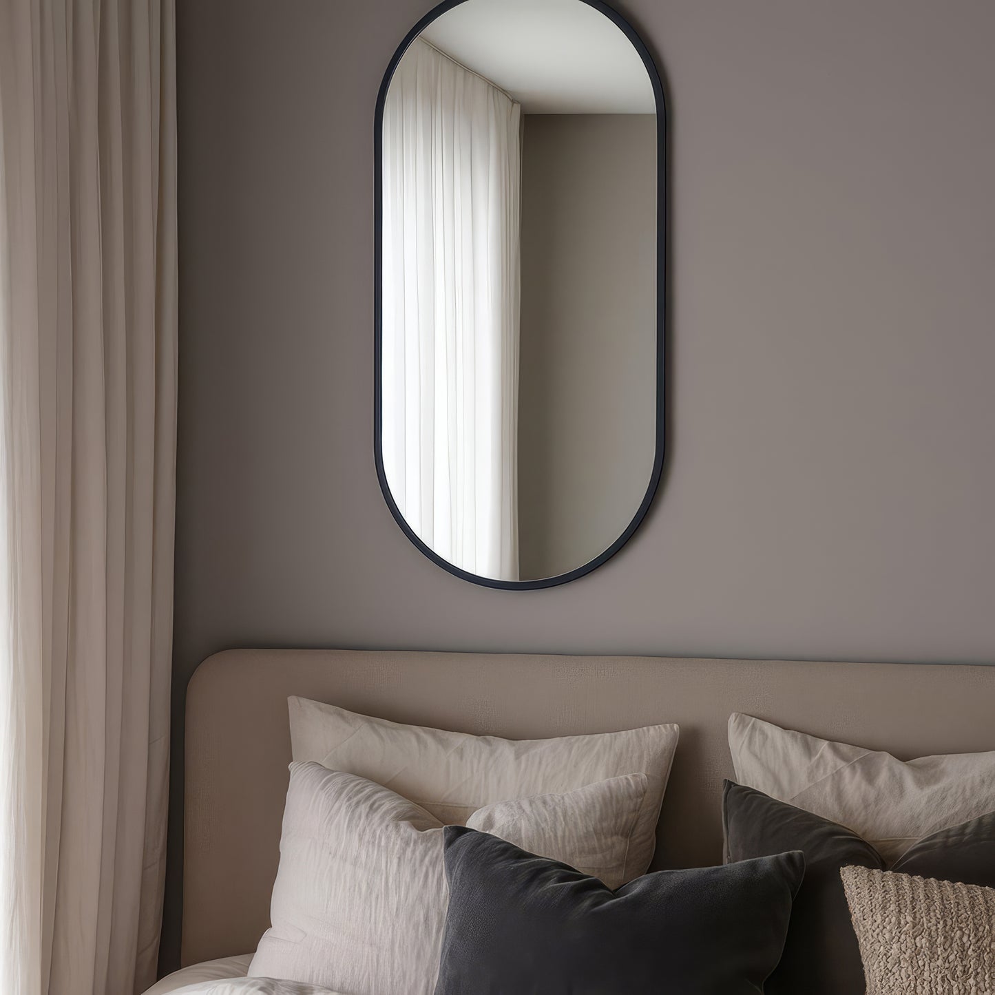 Urban Style Reflections Oval Mirror – Black | 120cm