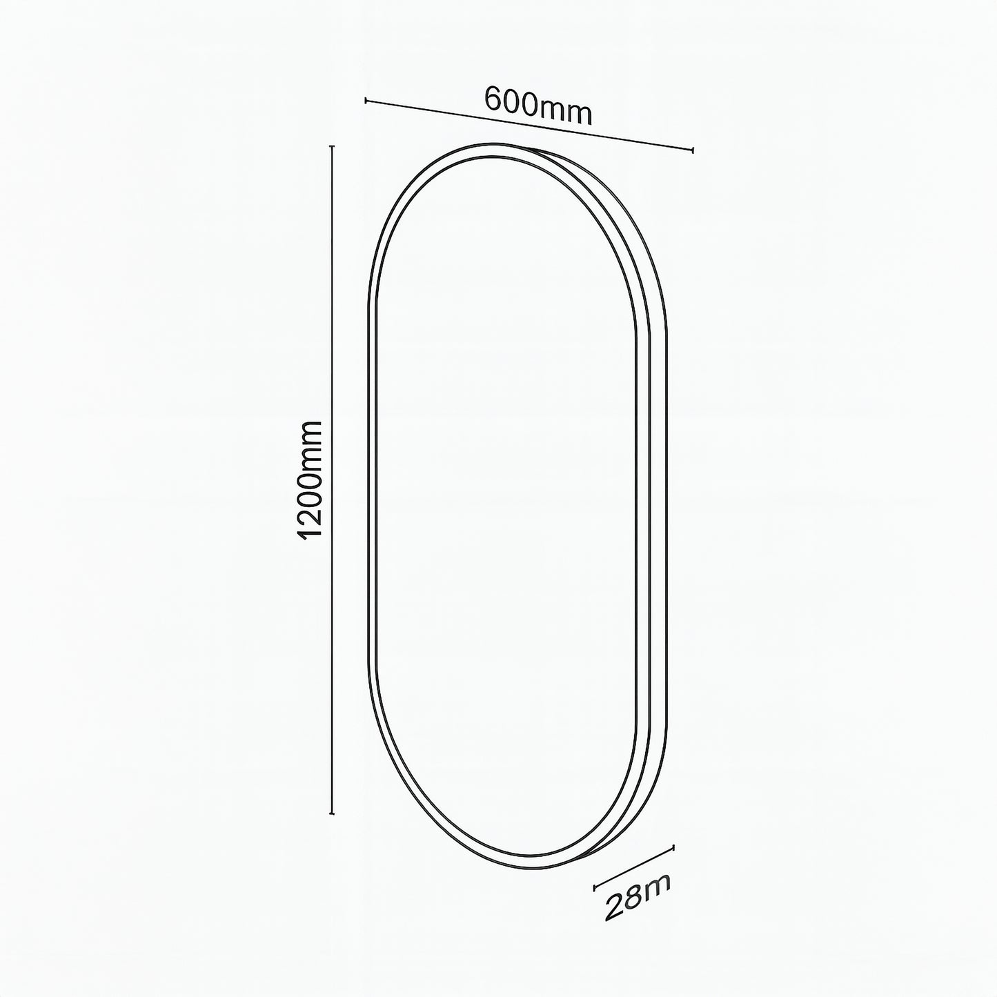 Urban Style Reflections Oval Mirror – Black | 120cm