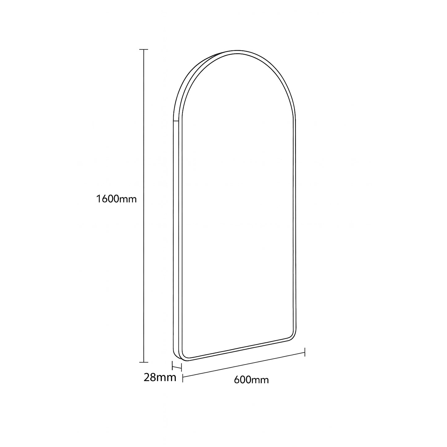 Urban Style Reflections Arch Mirror – Gold | 60cm x 160cm