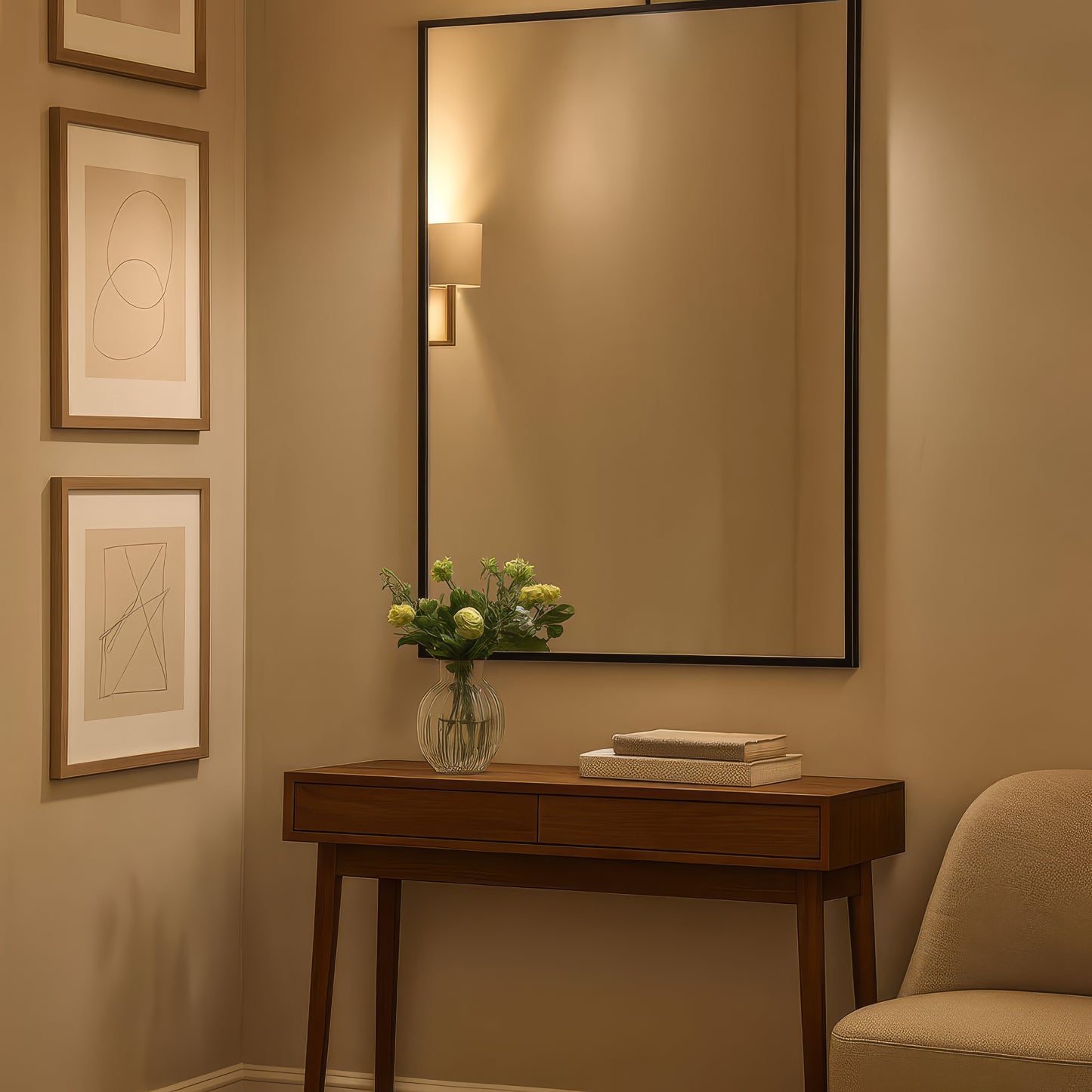 Urban Style Reflections Rectangular Mirror – Black | 90cm