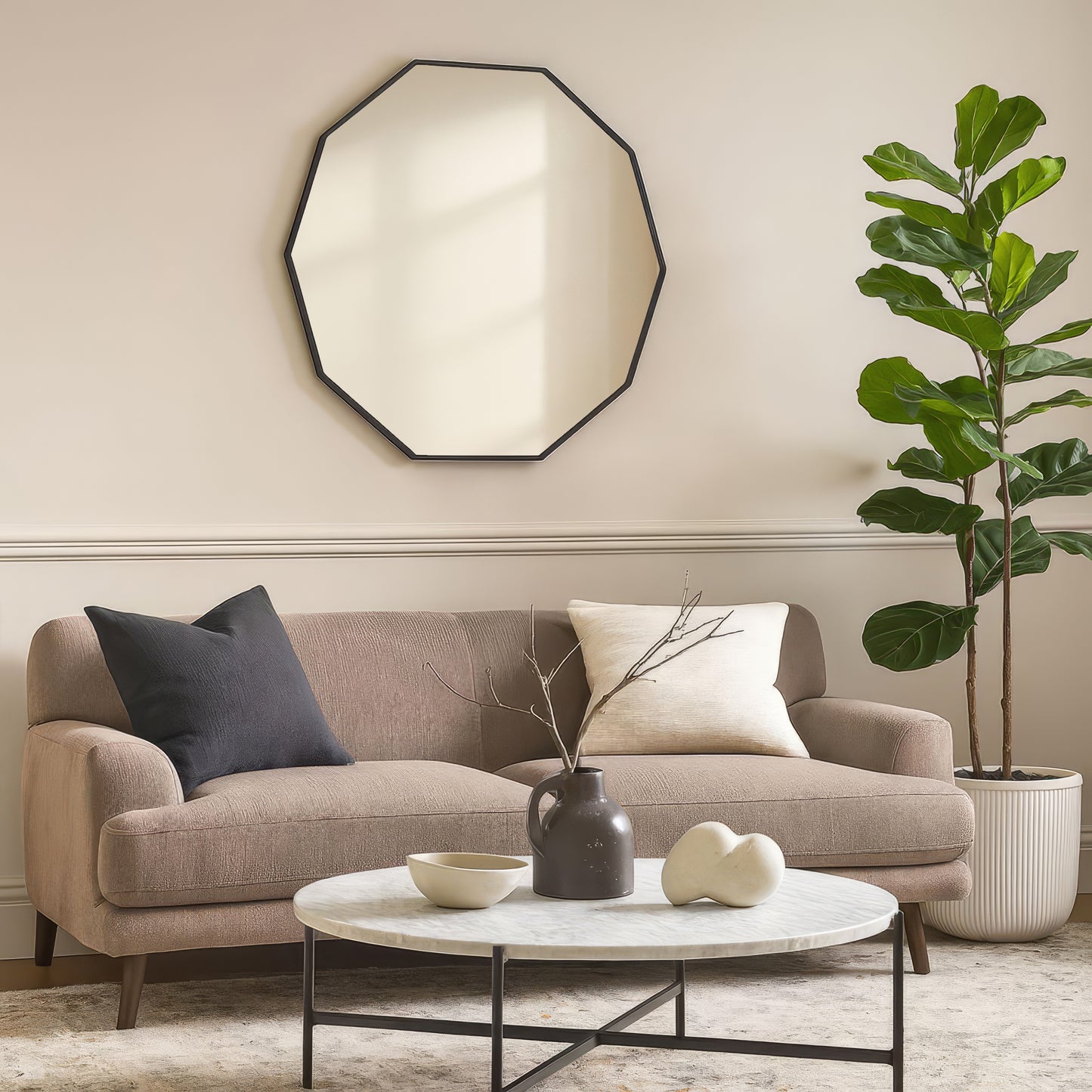 Urban Style Reflections Geometric Mirror – Black | 90cm