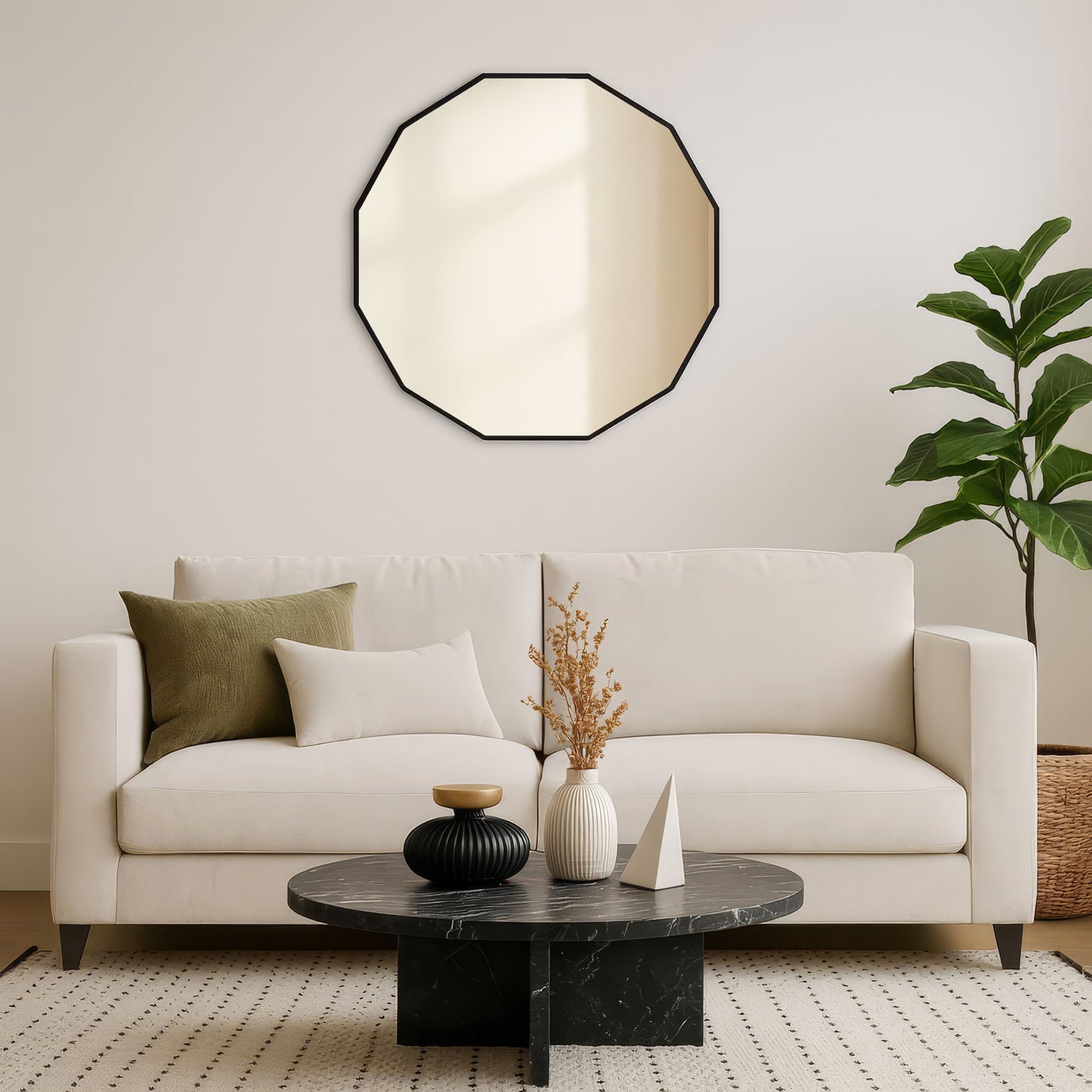 Urban Style Reflections Geometric Mirror – Black | 90cm
