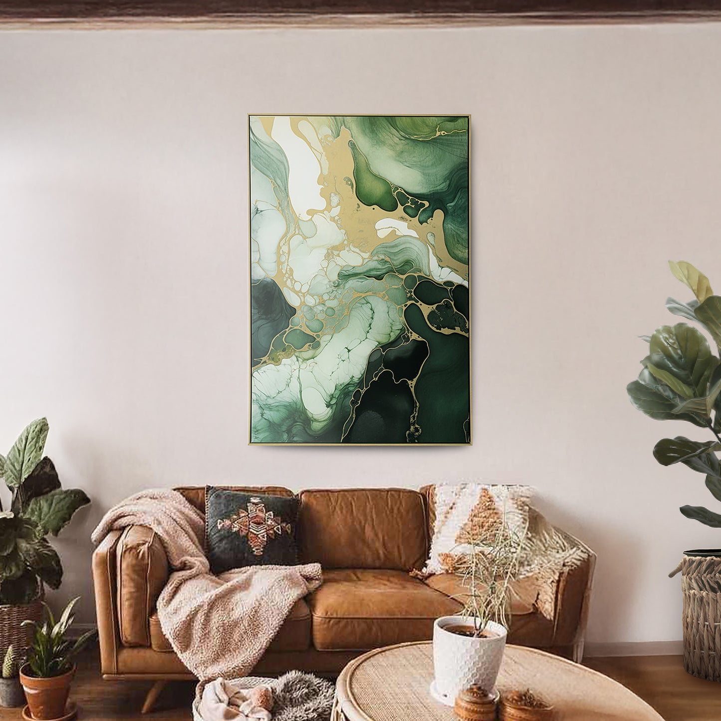 Urban Style Brushmarks Foiled Canvas Green Marble