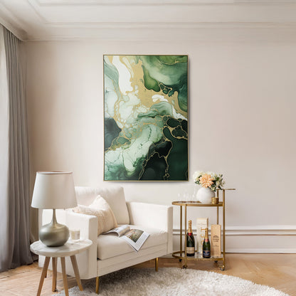 Urban Style Brushmarks Foiled Canvas Green Marble