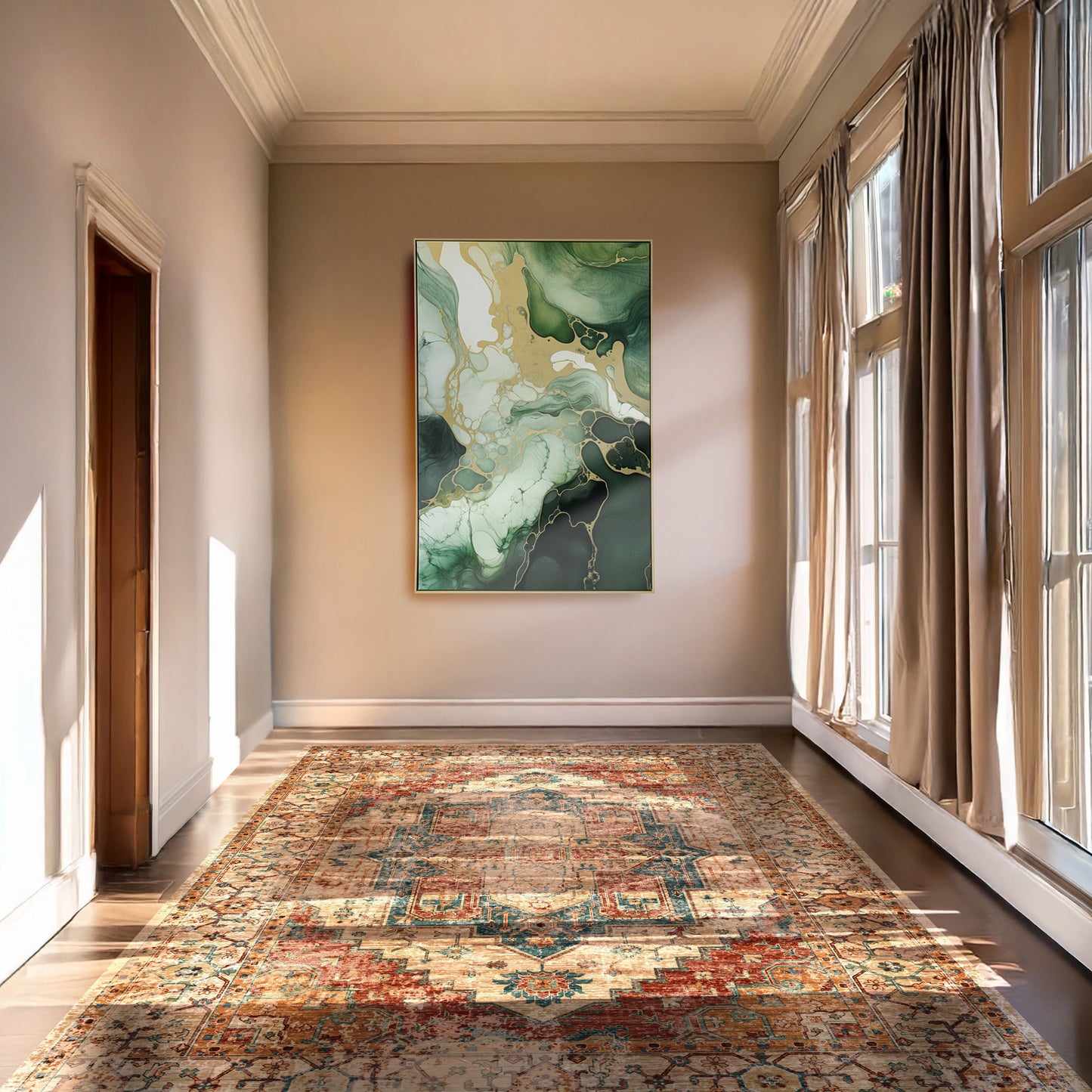 Urban Style Brushmarks Foiled Canvas Green Marble